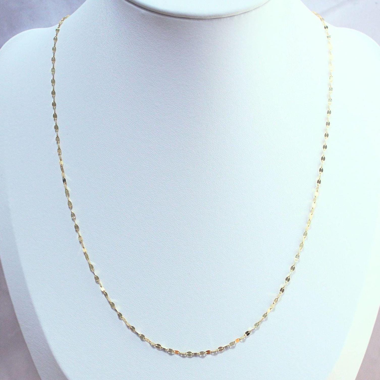 New 18k Solid Gold Mirror Blair Chain Necklace – Dainty & Reflective Luxury – Layering Gold Jewelry