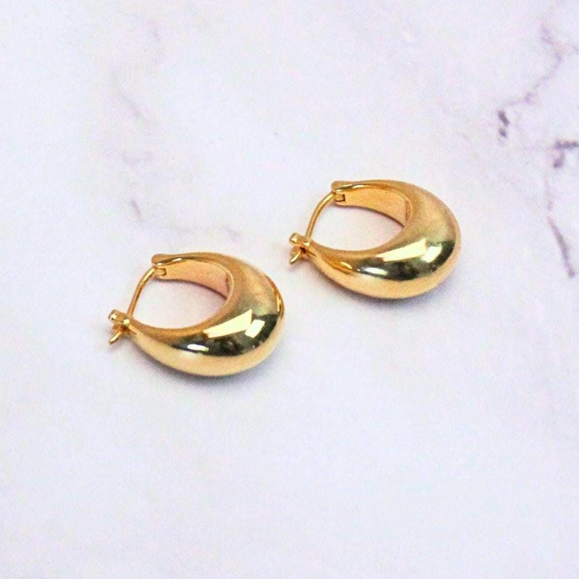 18k Solid Gold Brook Hoop Earrings: Bold Timeless Statement