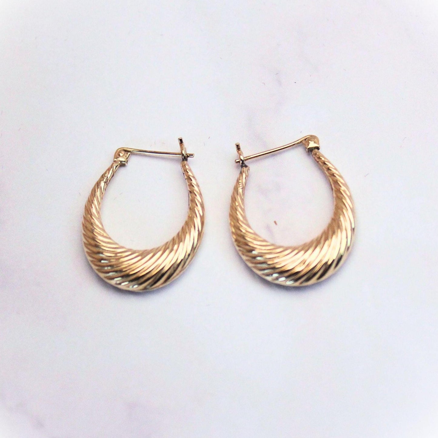 14k solid gold Twisted Teardrop Hoop Earrings – Vintage Elegance precious jewelry
