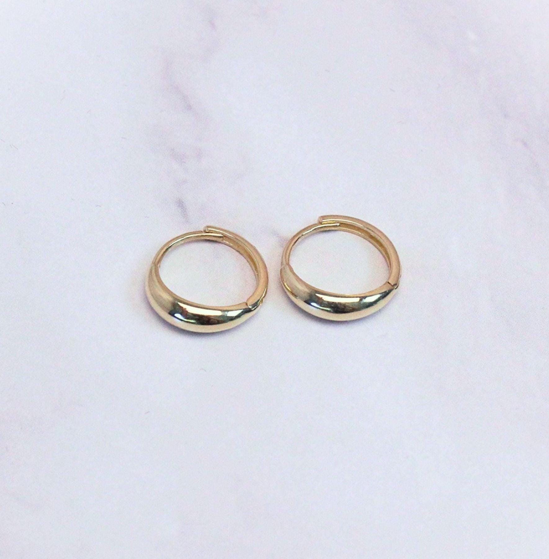 10k Solid Gold Sage Huggie Hoop Earrings: Modern Minimalist Jewelry