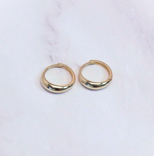 10k Solid Gold Sage Huggie Hoop Earrings: Modern Minimalist Jewelry