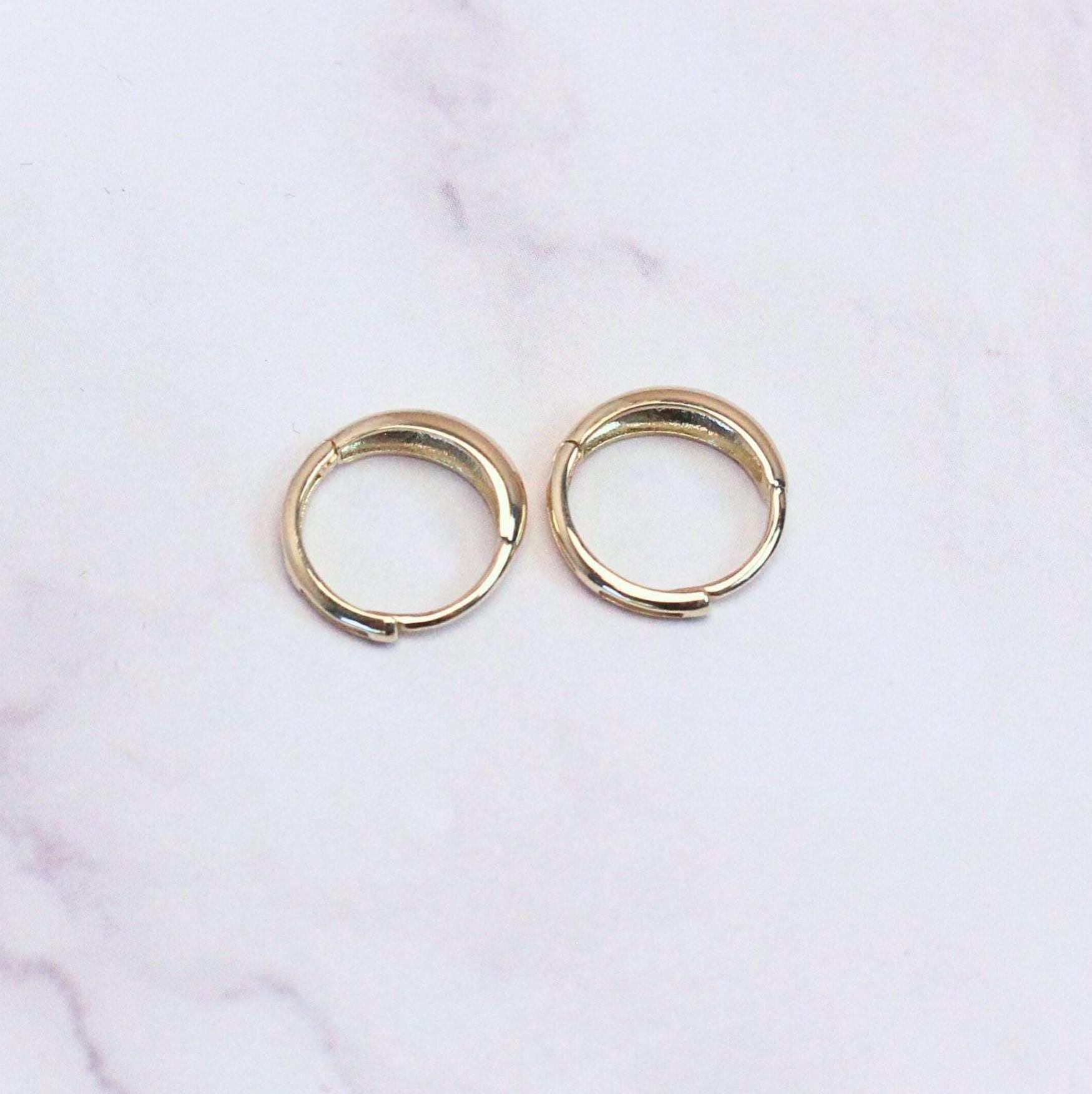 10k Solid Gold Sage Huggie Hoop Earrings: Modern Minimalist Jewelry