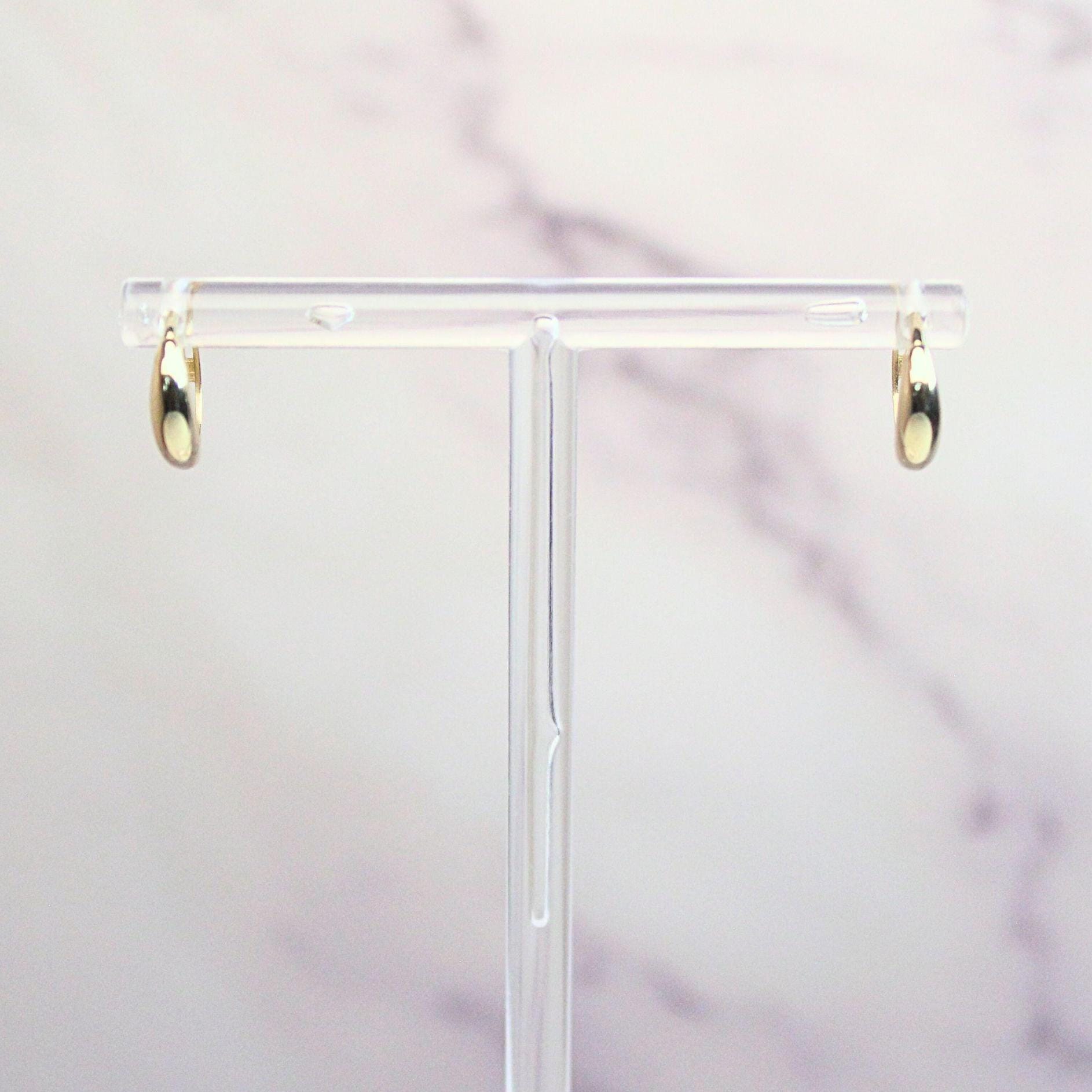 10k Solid Gold Sage Huggie Hoop Earrings: Modern Minimalist Jewelry