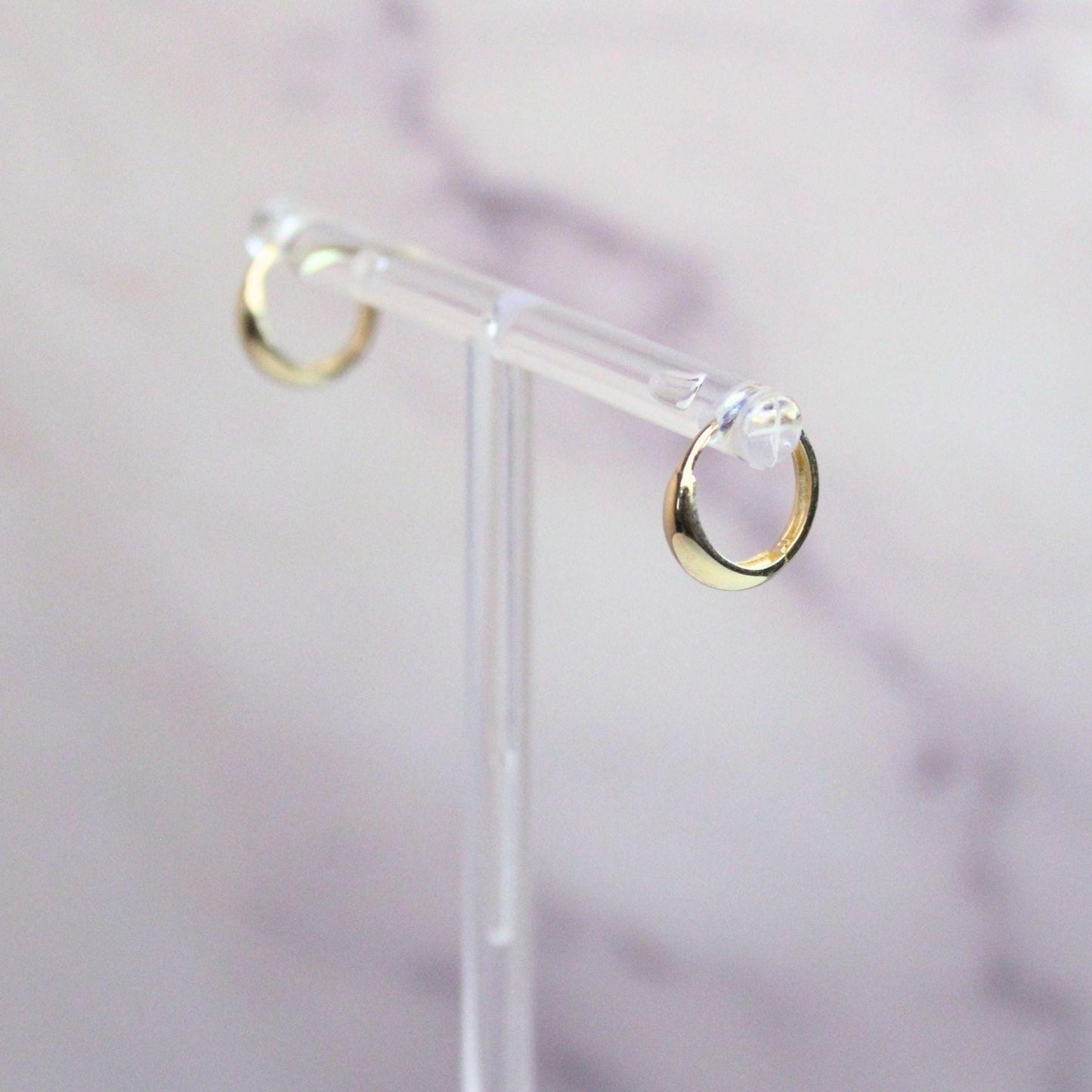 10k Solid Gold Sage Huggie Hoop Earrings: Modern Minimalist Jewelry