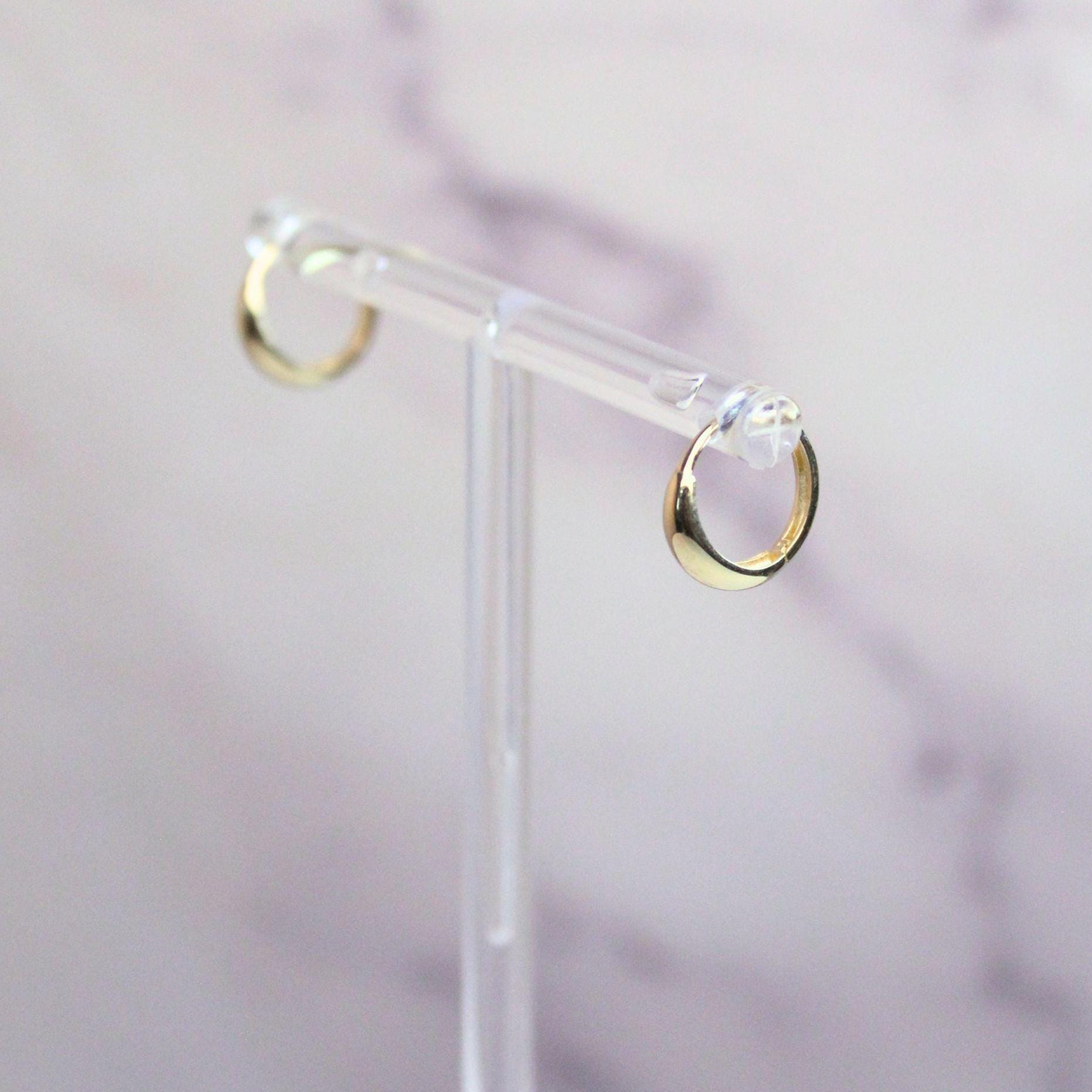 10k Solid Gold Sage Huggie Hoop Earrings: Modern Minimalist Jewelry