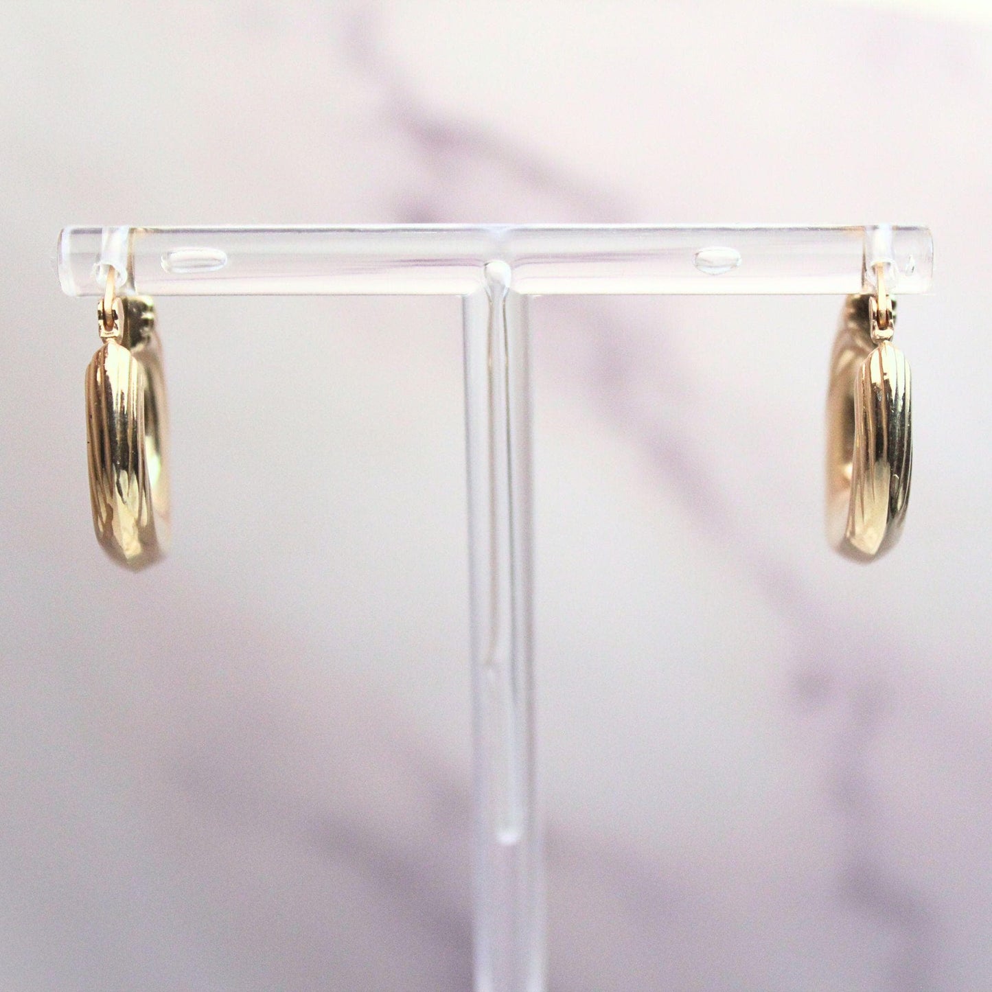14k Solid Gold Chevron Hoop Earrings: Bold Vintage Jewelry