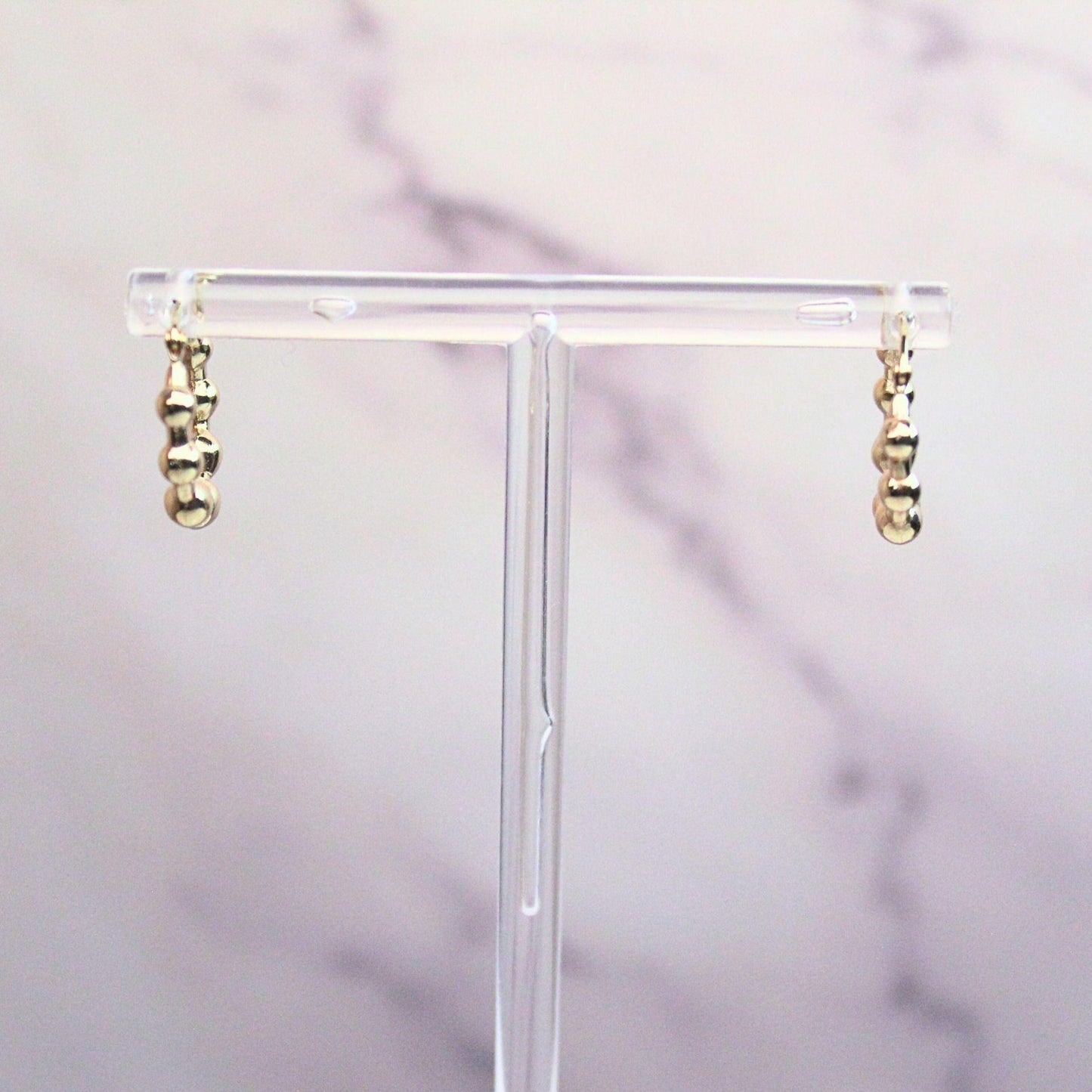 14k Solid Gold Beaded Ella Hoop Earrings: Lightweight Fine Jewelry