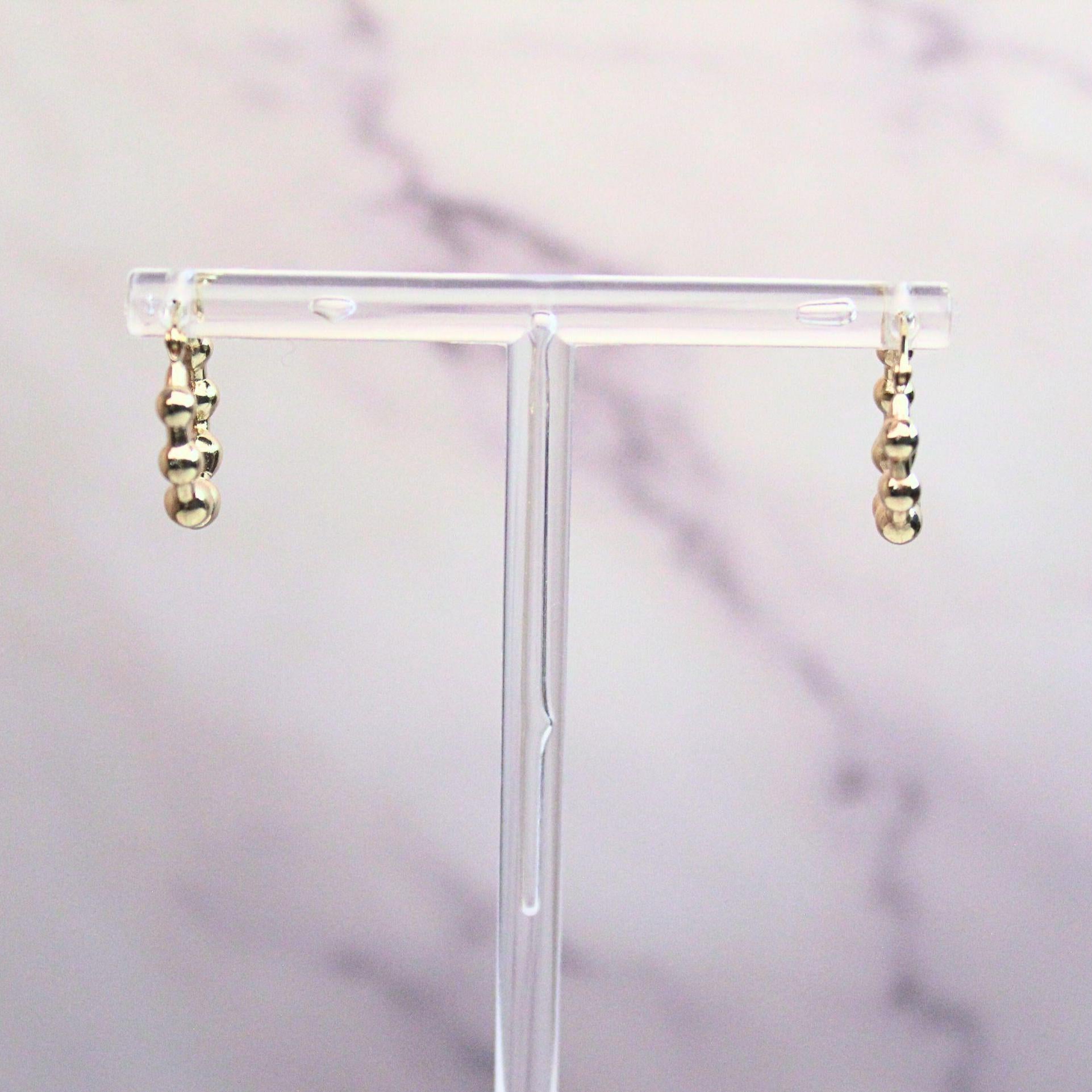 14k Solid Gold Beaded Ella Hoop Earrings: Lightweight Fine Jewelry