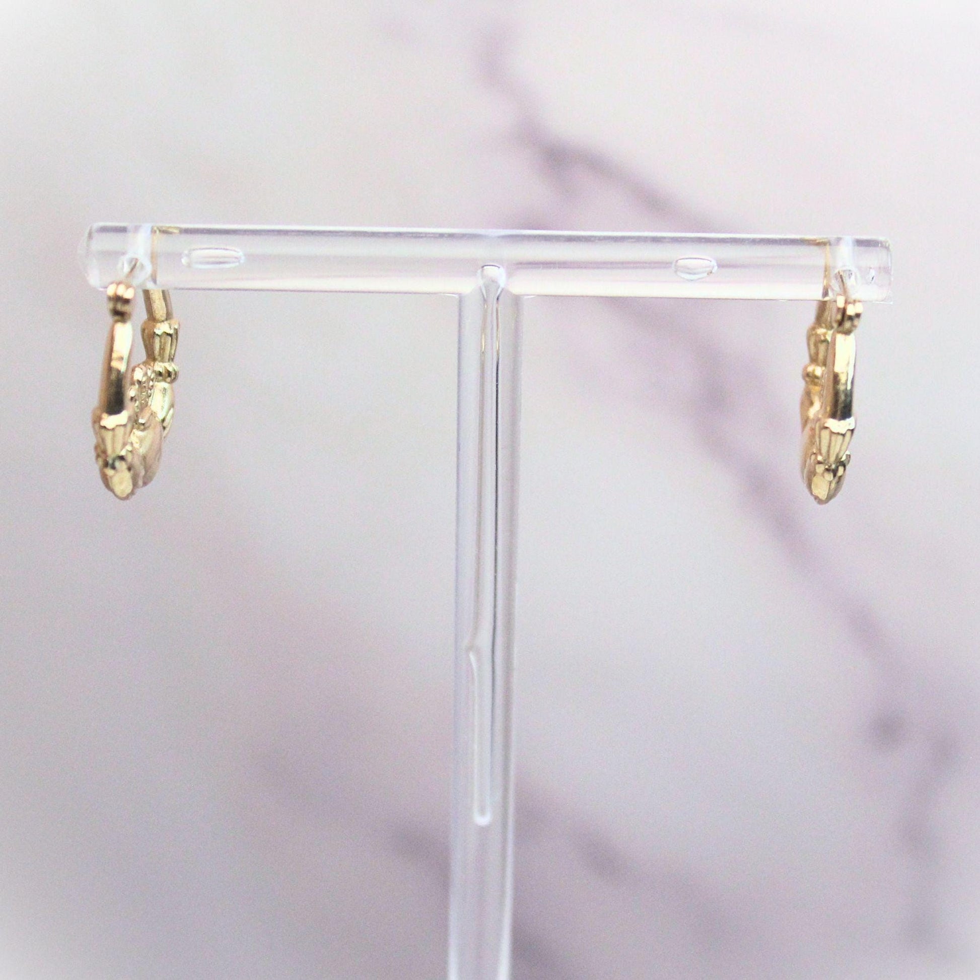 14k solid gold claddagh heart hoop earrings Love Loyalty & a Little Luxury fine vintage jewelry