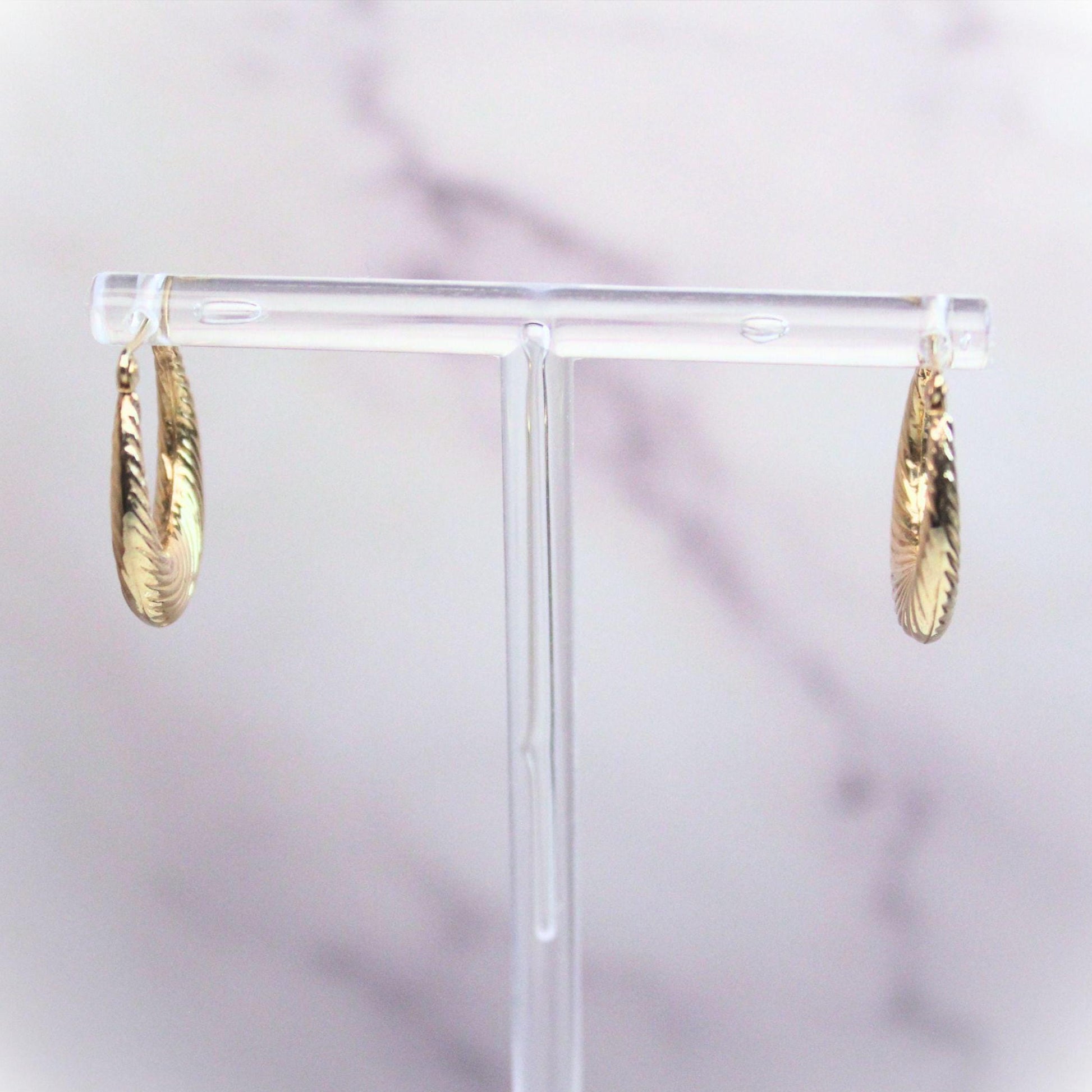 14k solid gold Twisted Teardrop Hoop Earrings – Vintage Elegance precious jewelry