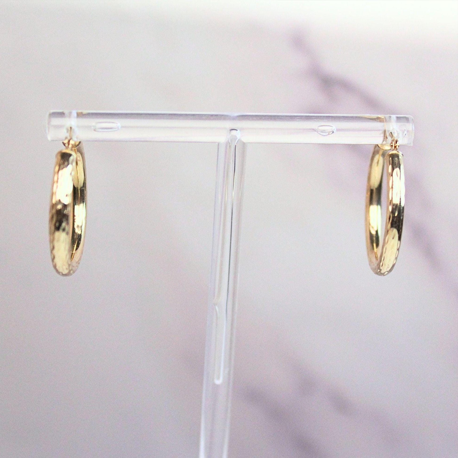 14k solid gold Hammered Hoop Earrings – Classic with a Twist beautiful fine vintage jewelry