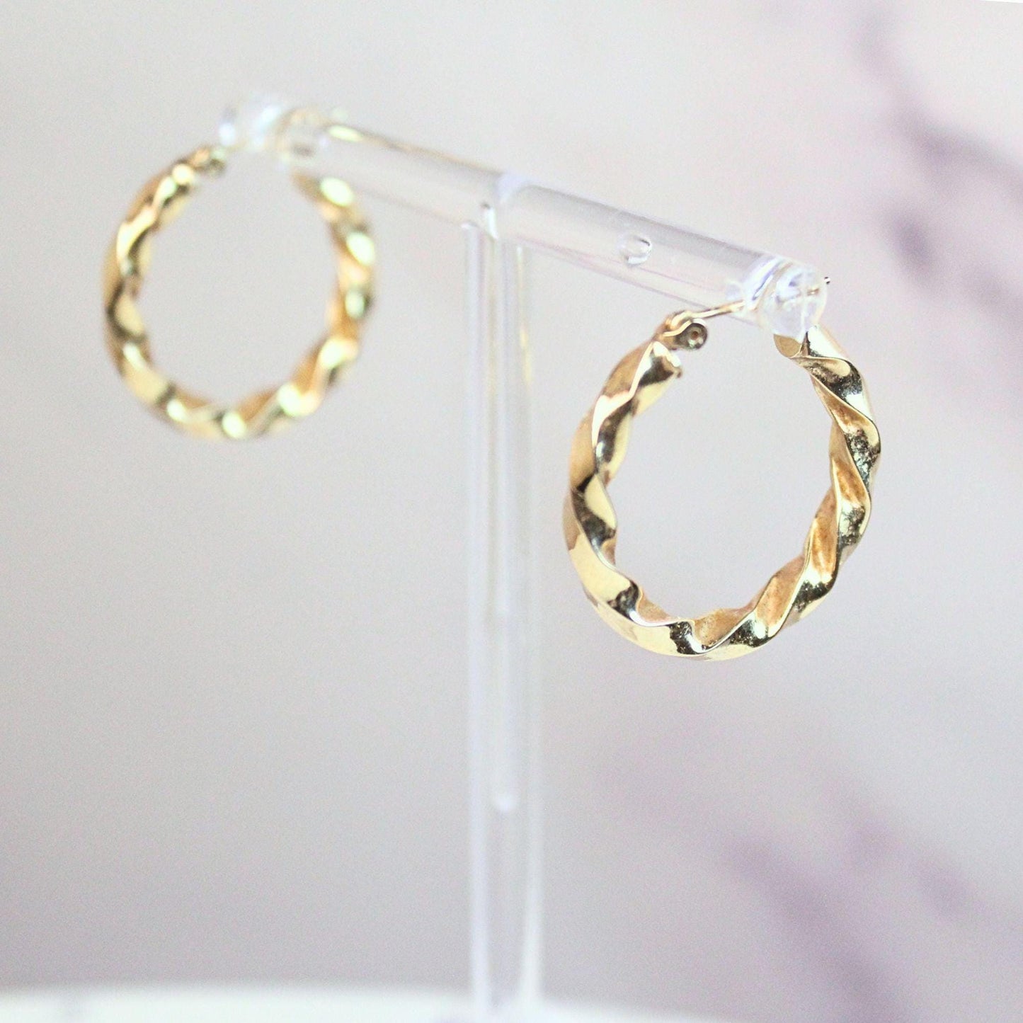 14k Solid Gold Braided Hoop Earrings: Vintage Twist Design