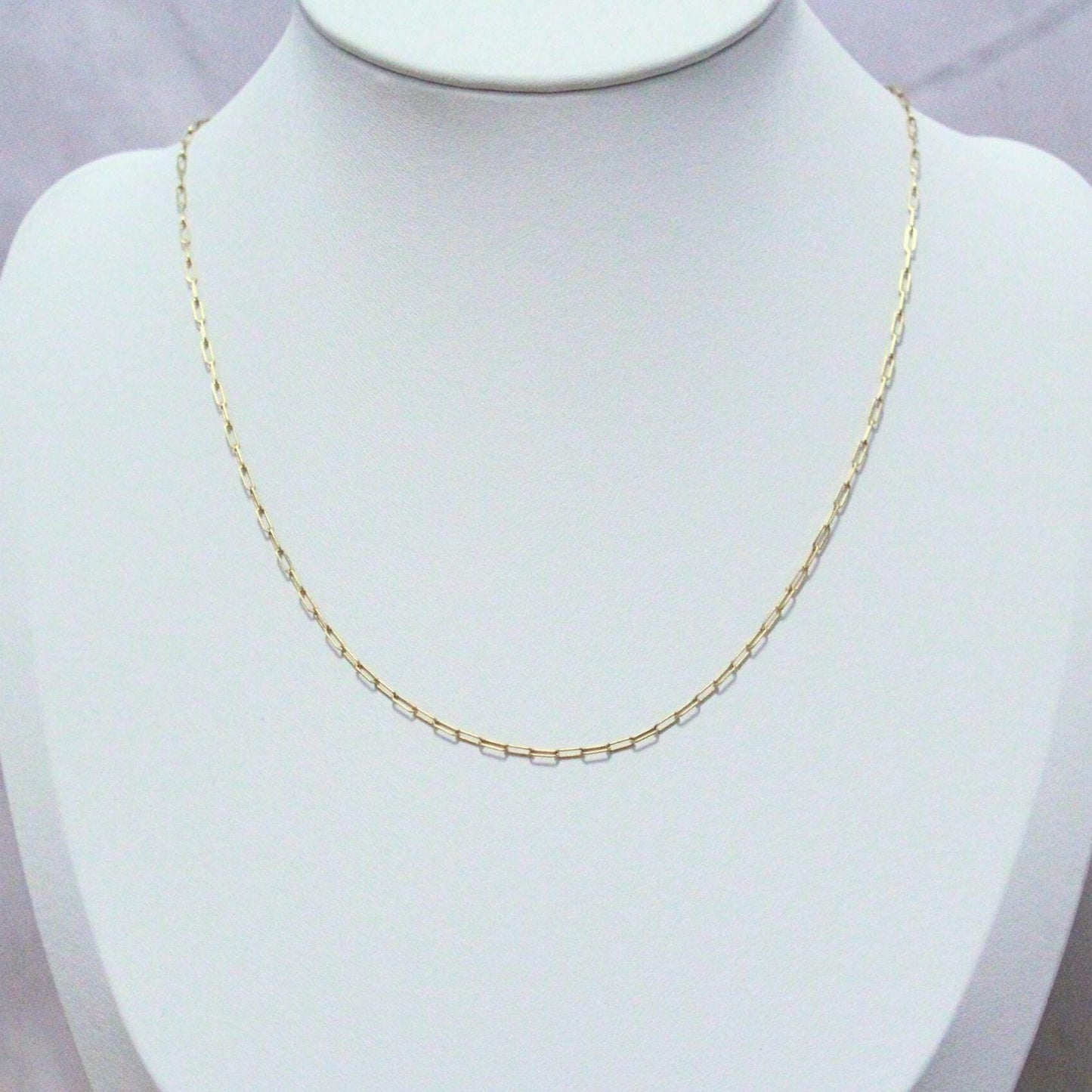 14k solid gold 16” paper clip chain choker necklace precious real gold vintage jewelry
