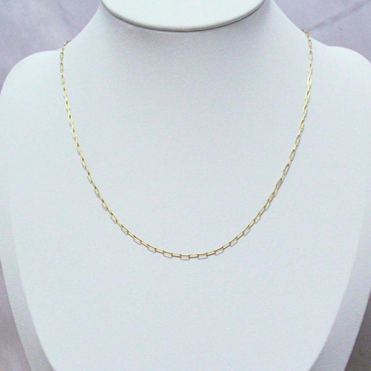 14k solid gold 16” paper clip chain choker necklace precious real gold vintage jewelry
