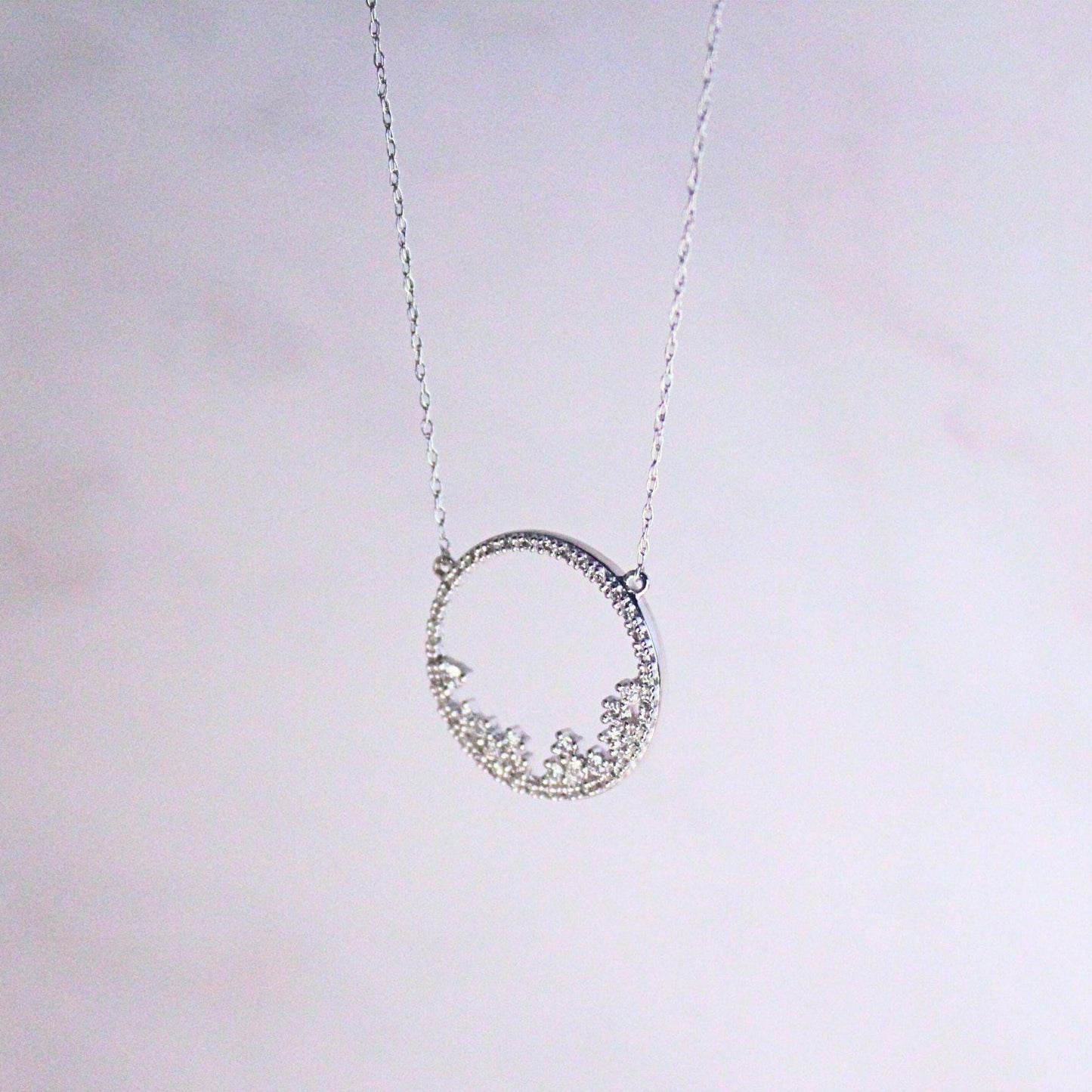 New 10 solid white gold with authentic natural diamonds necklace precious fine jewelry