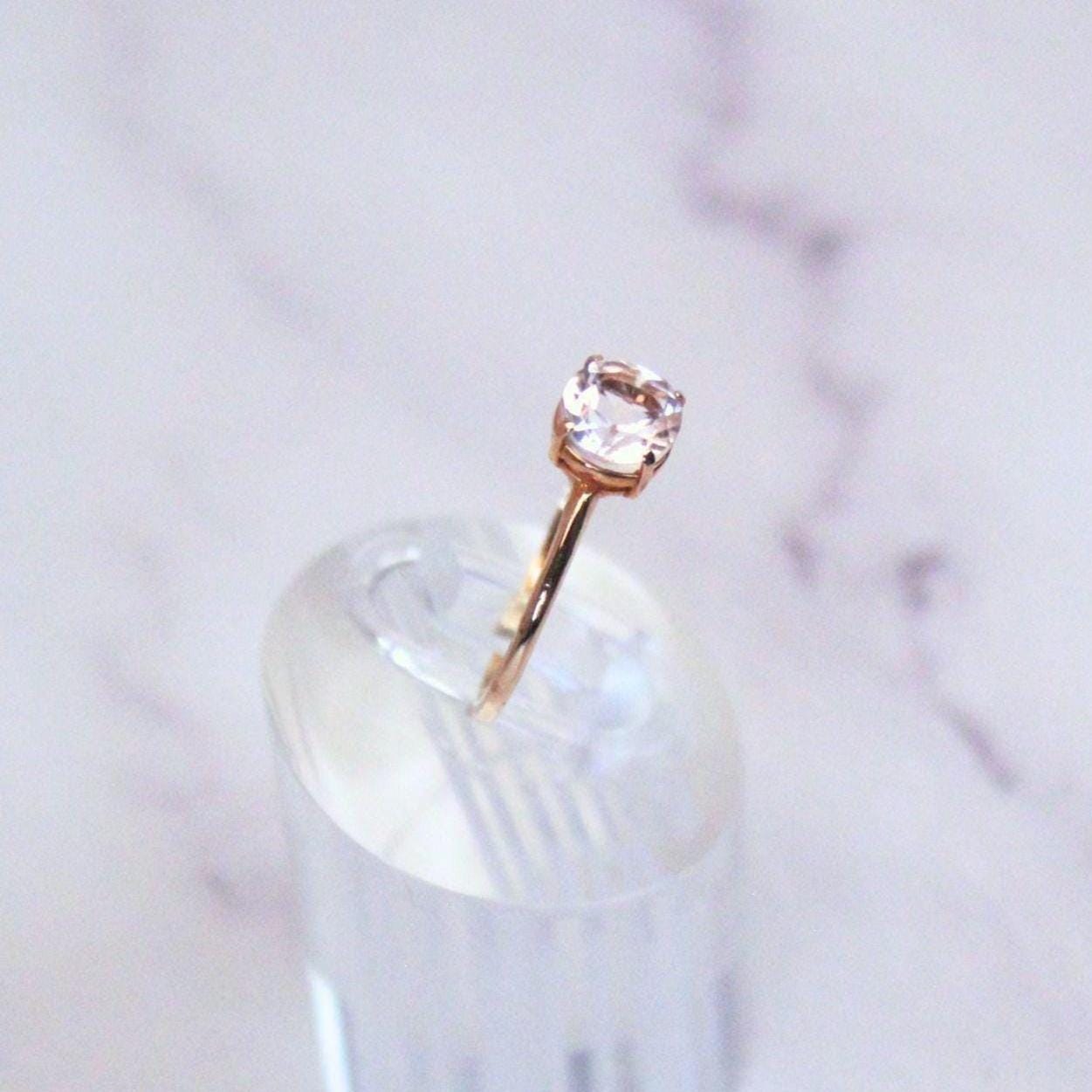 Genuine pink morganite ring with 10k rose gold band stackable ring precious fine jewelry