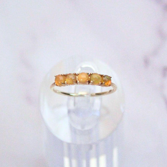 Vintage Fire Opal Ring: 14k Gold Stackable Band, Size 5