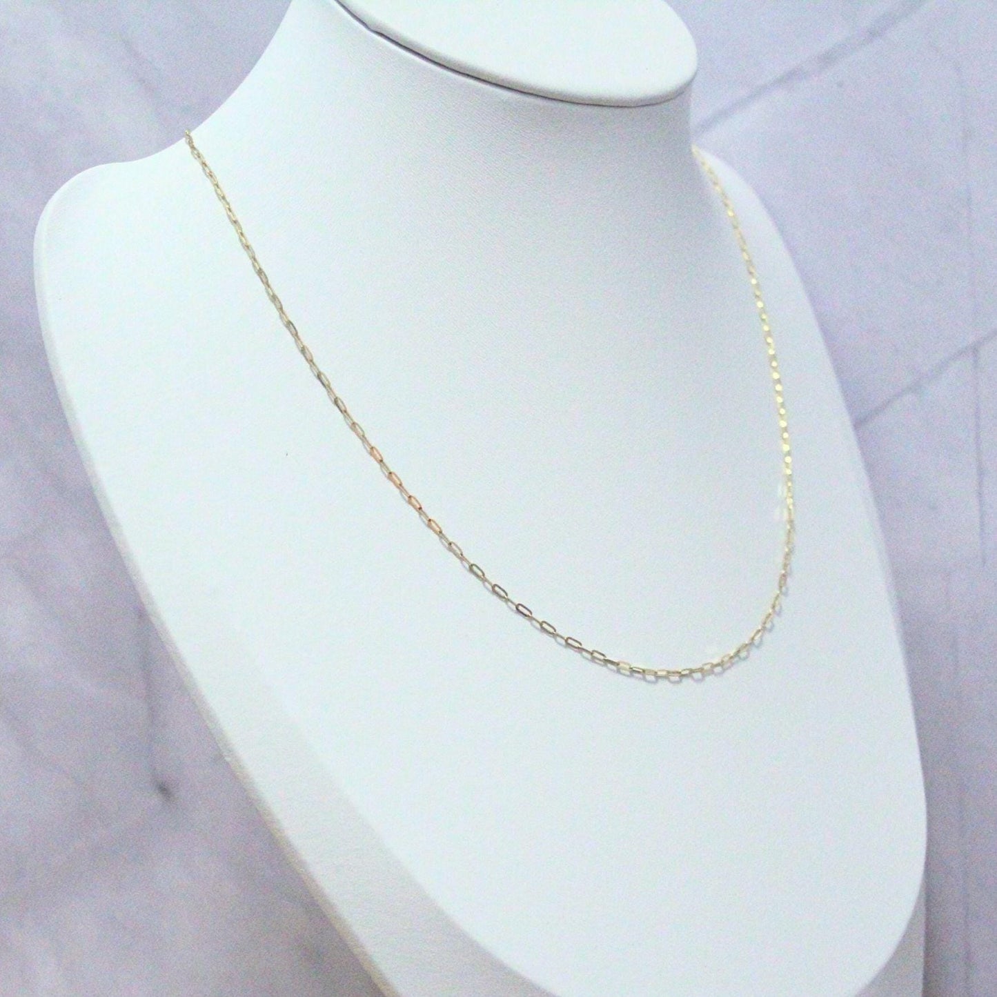 18K Solid Gold Paperclip Chain Gabby Necklace: Dainty Minimalist Jewelry