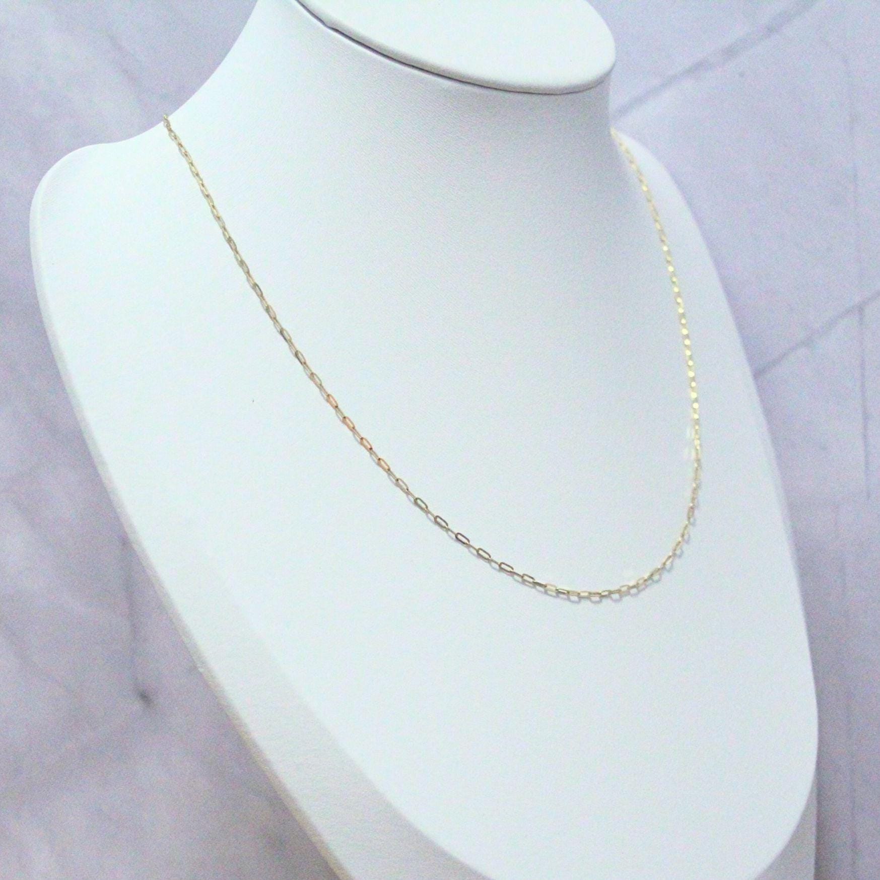 18K Solid Gold Paperclip Chain Gabby Necklace: Dainty Minimalist Jewelry
