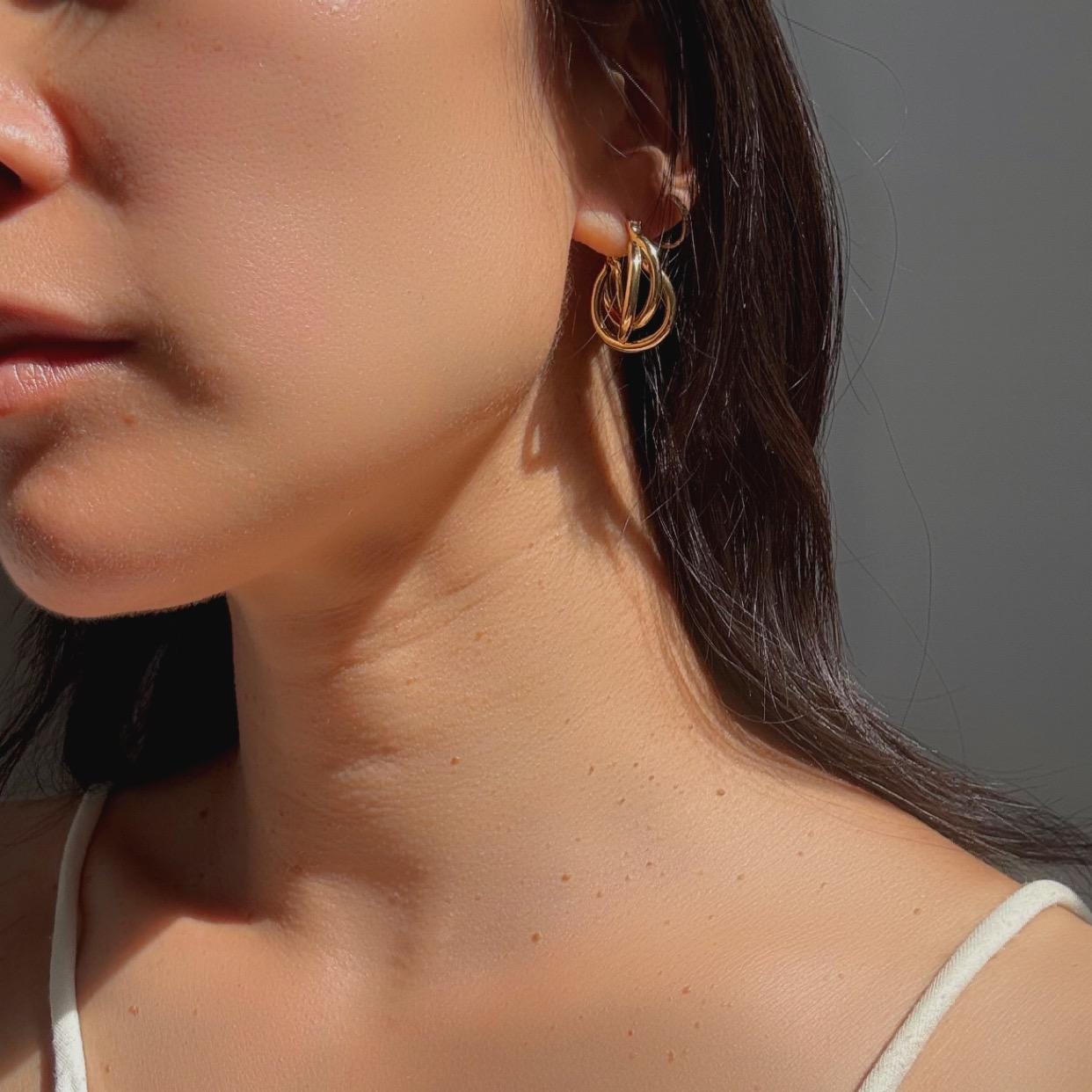 New Solid 18K Gold Large Finley Hoop Earrings Twisted Design | Bold Gold Statement Earrings | Large Gold Hoops | Fine Jewelry | Gift for Her