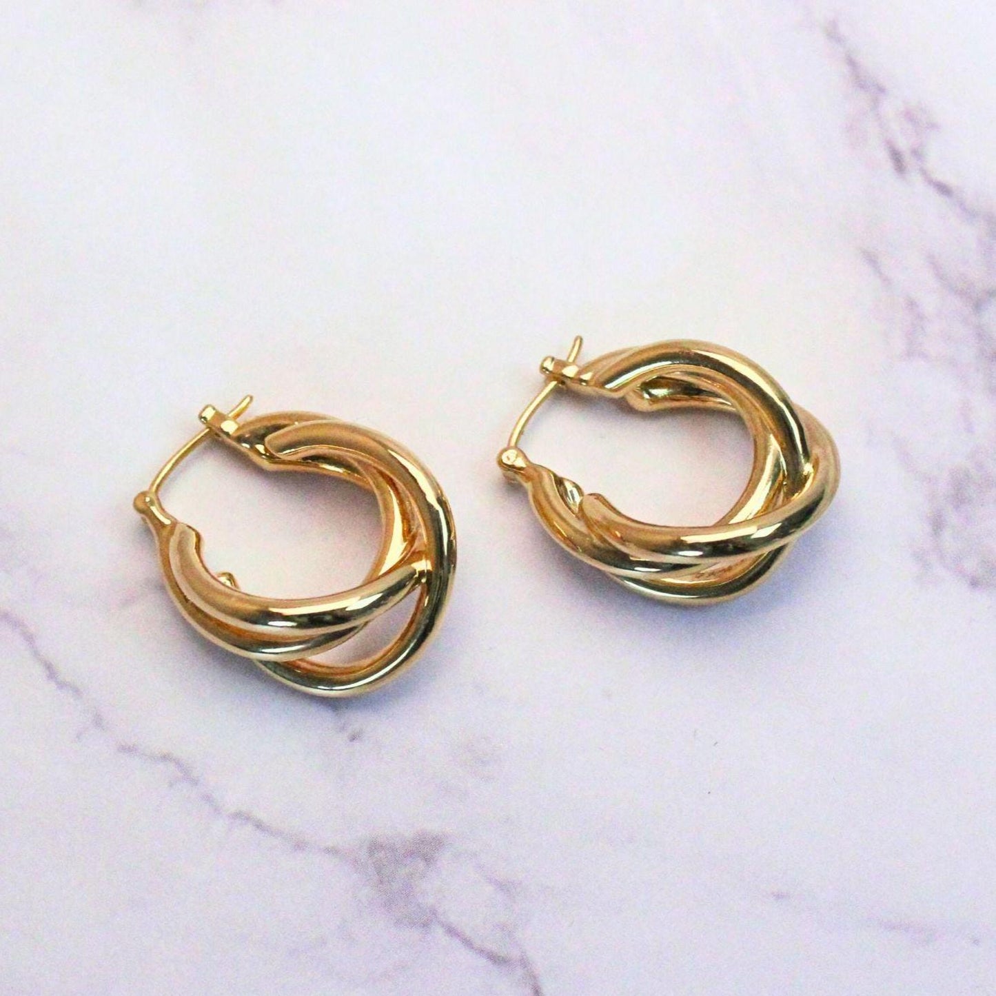 New Solid 18K Gold Large Finley Hoop Earrings Twisted Design | Bold Gold Statement Earrings | Large Gold Hoops | Fine Jewelry | Gift for Her