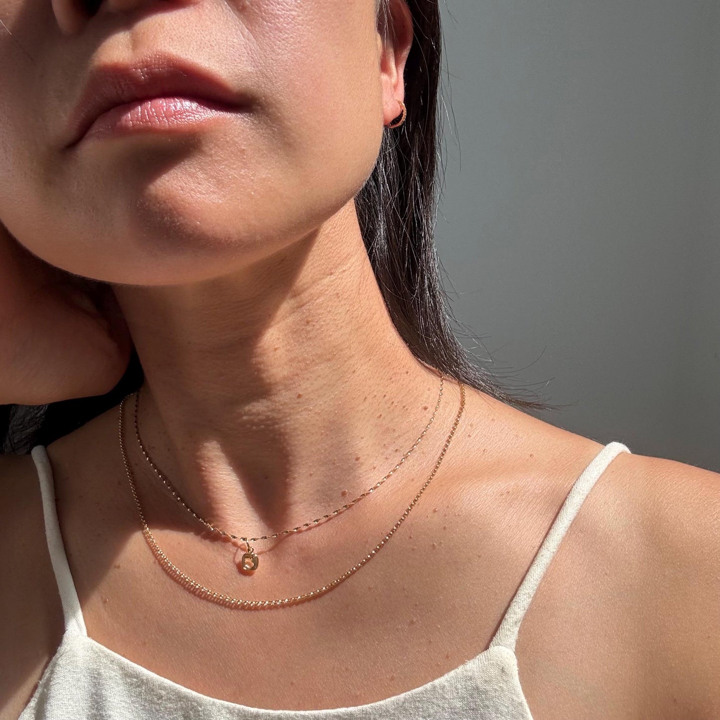 18K Solid Gold Polo Chain Paris Necklace: Dainty Minimalist Jewelry