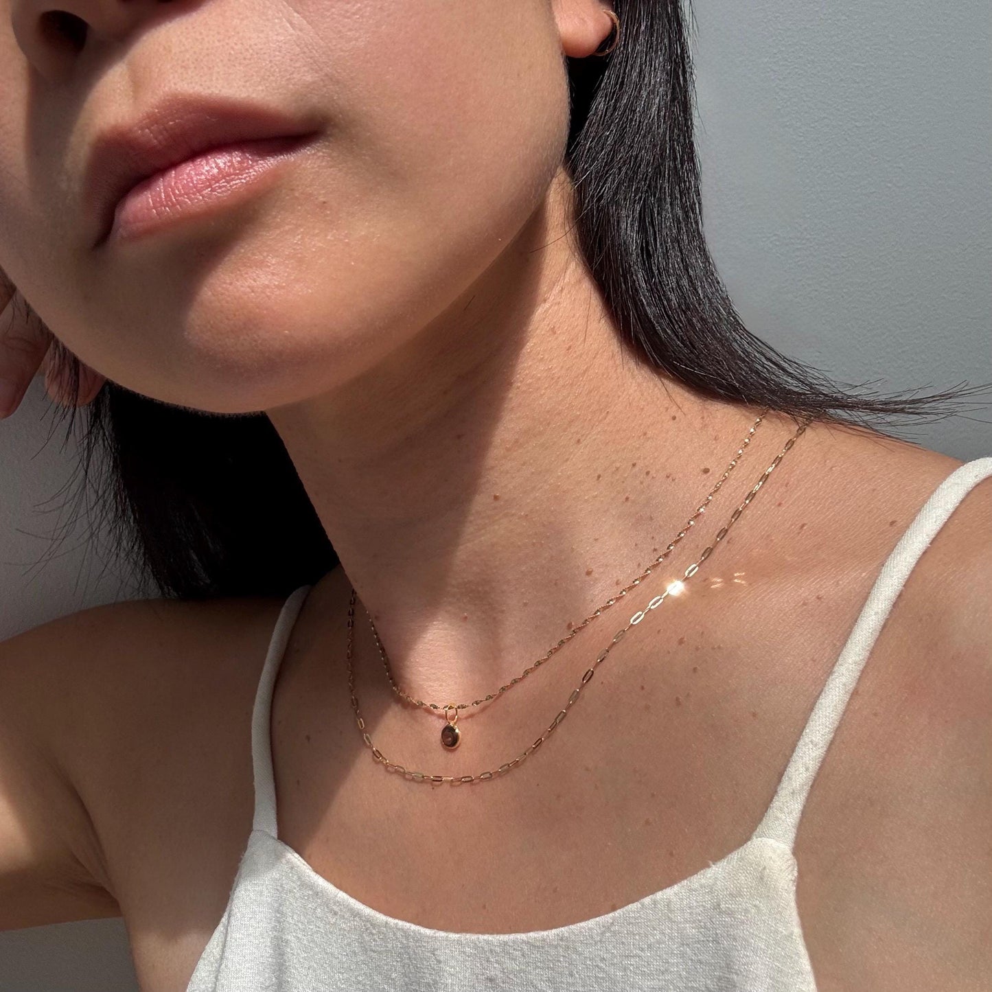 18K Solid Gold Paperclip Chain Gabby Necklace: Dainty Minimalist Jewelry