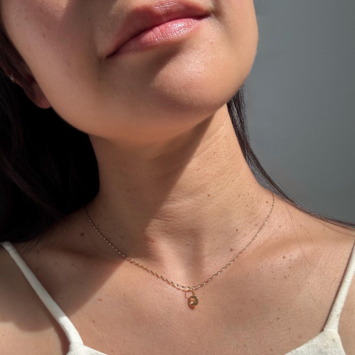 New 14K Solid Gold Lori Necklace with Natural Citrine – Dainty Real Gold Birthstone Pendant – November Birthstone Jewelry– Gemstone Necklace