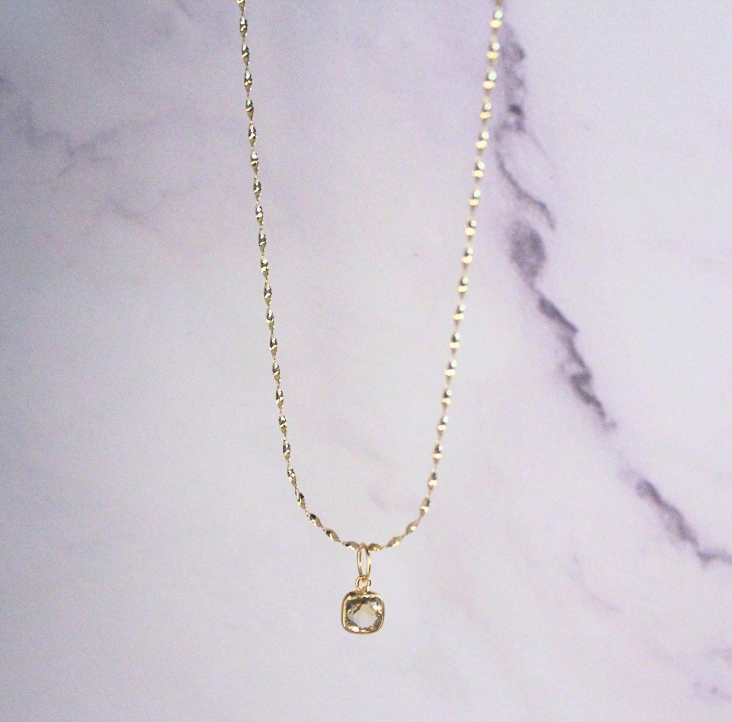 New 14K Solid Gold Lori Necklace with Natural Citrine – Dainty Real Gold Birthstone Pendant – November Birthstone Jewelry– Gemstone Necklace