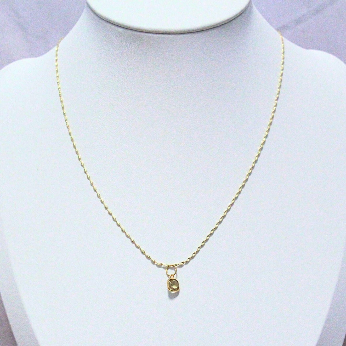 New 14K Solid Gold Lori Necklace with Natural Citrine – Dainty Real Gold Birthstone Pendant – November Birthstone Jewelry– Gemstone Necklace