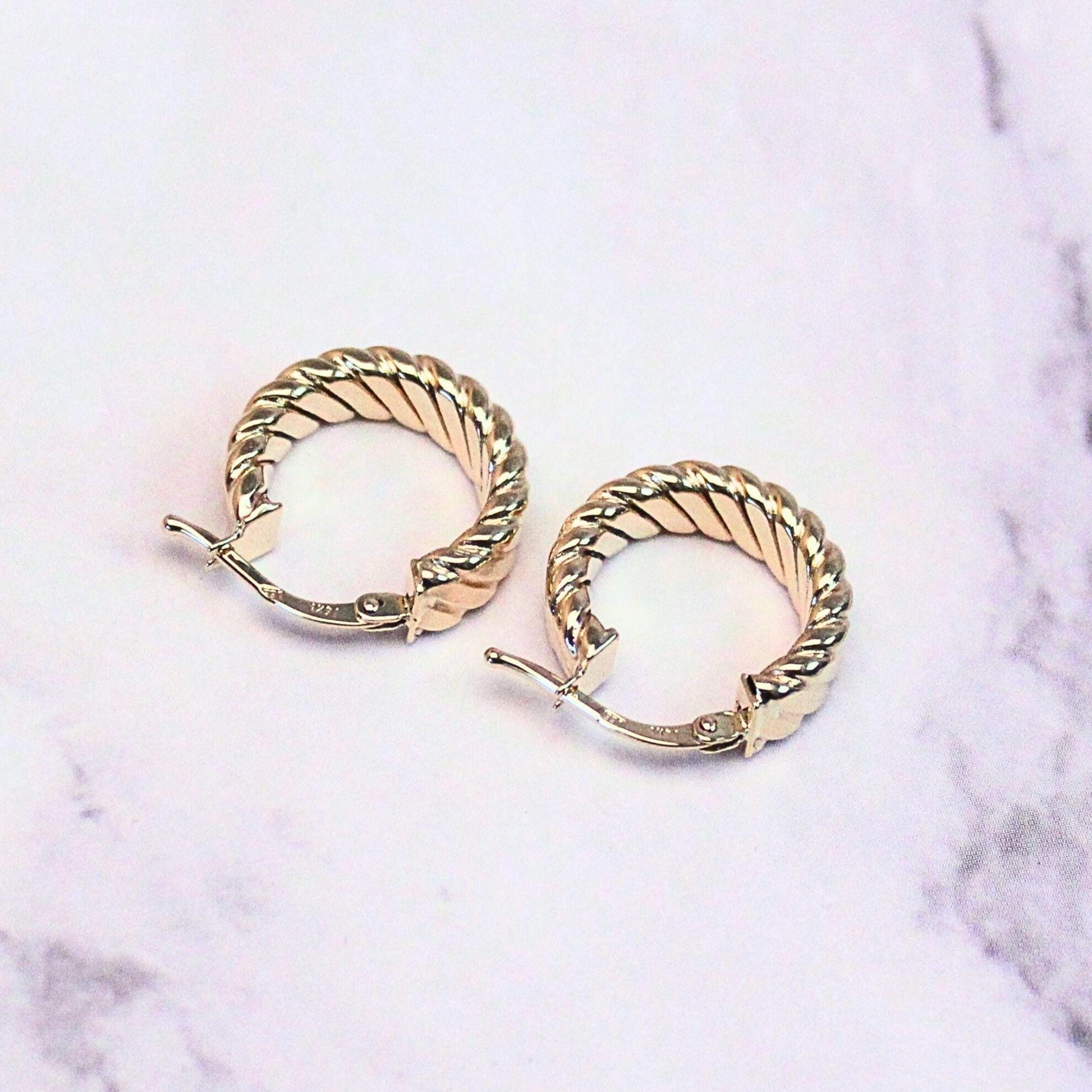 14k Solid Gold Twisted Rope Lowen Hoops: Classic Fine Jewelry