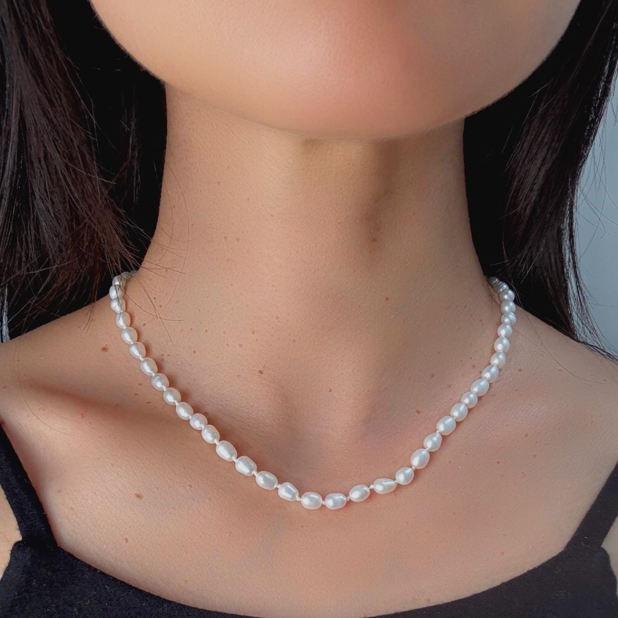 14k Gold Pearl Choker Necklace - Handmade Fine Jewelry, 16”
