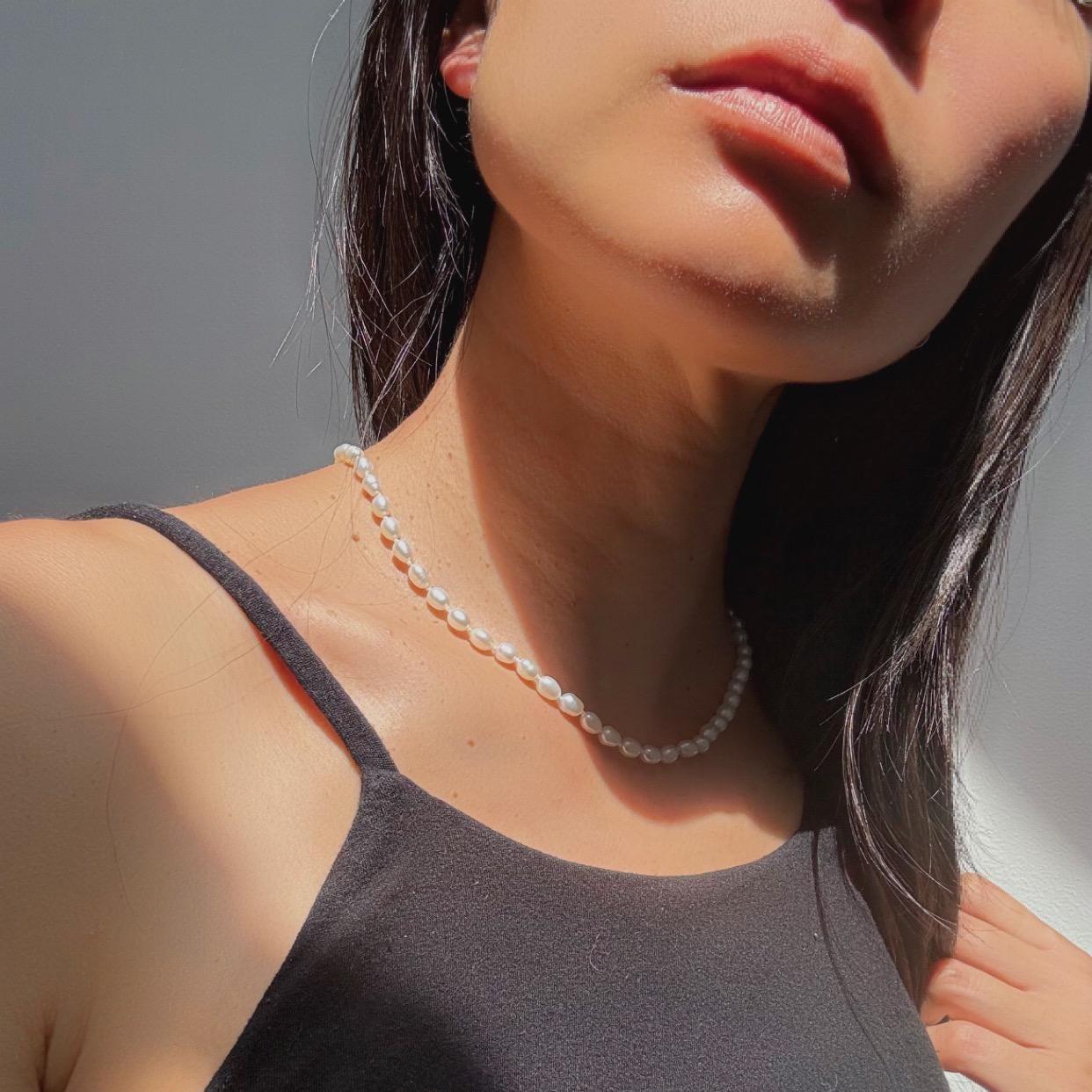 14k Gold Pearl Choker Necklace - Handmade Fine Jewelry, 16”