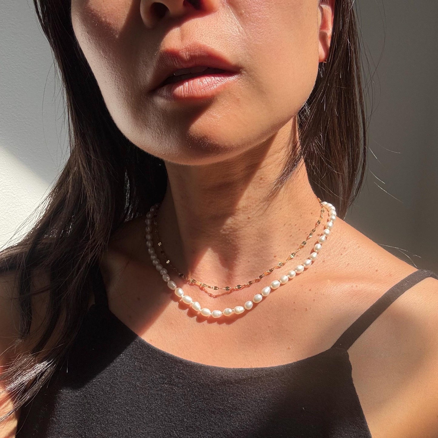 14k Gold Pearl Choker Necklace - Handmade Fine Jewelry, 16”