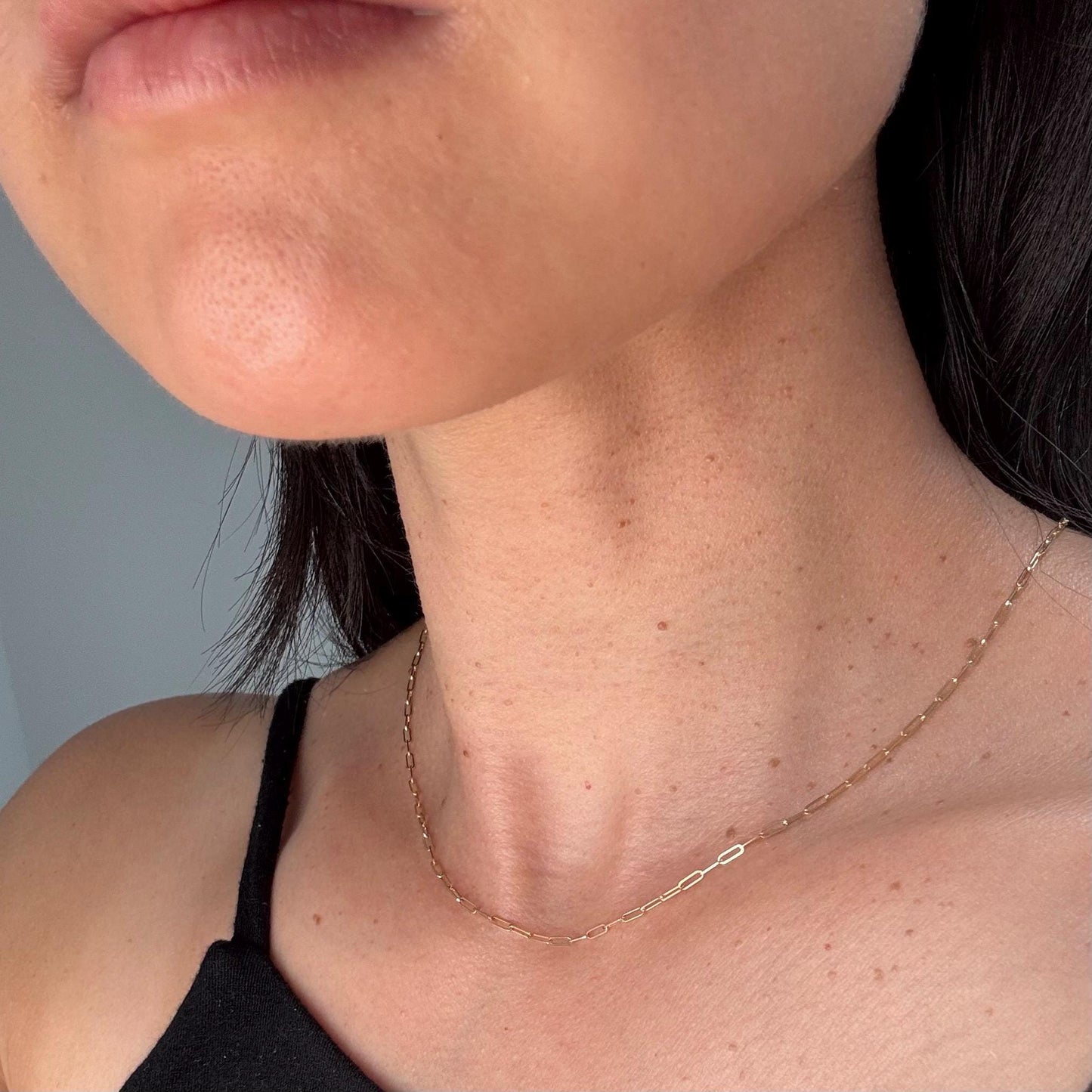 14k solid gold 16” paper clip chain choker necklace precious real gold vintage jewelry