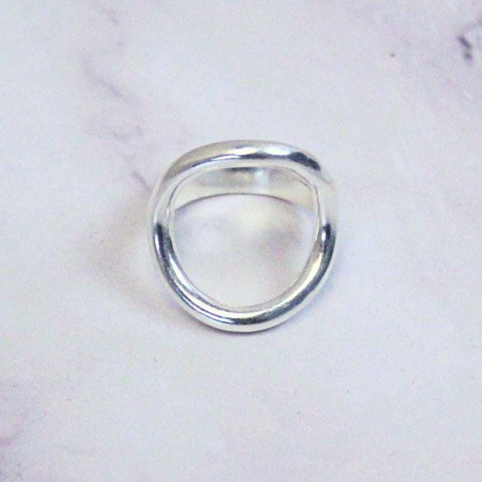 New Solid Sterling Silver Riley Ring – Minimalist Bold Statement Band with Rounded Circle Design