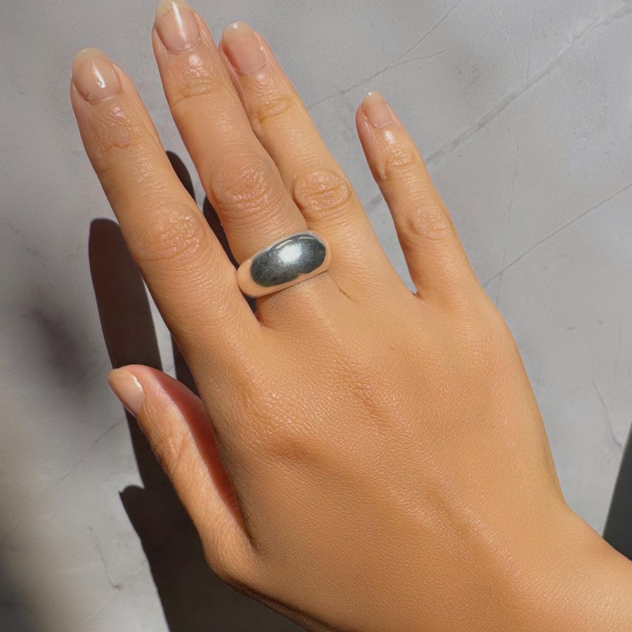 New Solid Sterling Silver Jett Dome Ring β Sleek Statement Band for Everyday Wear