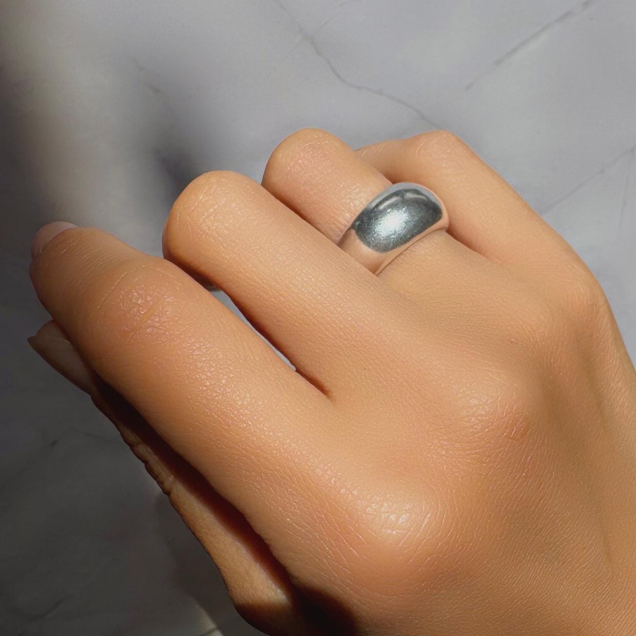 New Solid Sterling Silver Jett Dome Ring β Sleek Statement Band for Everyday Wear