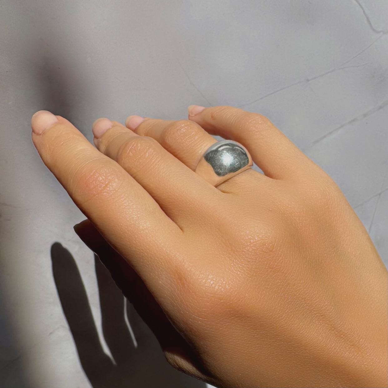 New Solid Sterling Silver Wren Dome Ring β Extra Bold & Minimal Statement Band