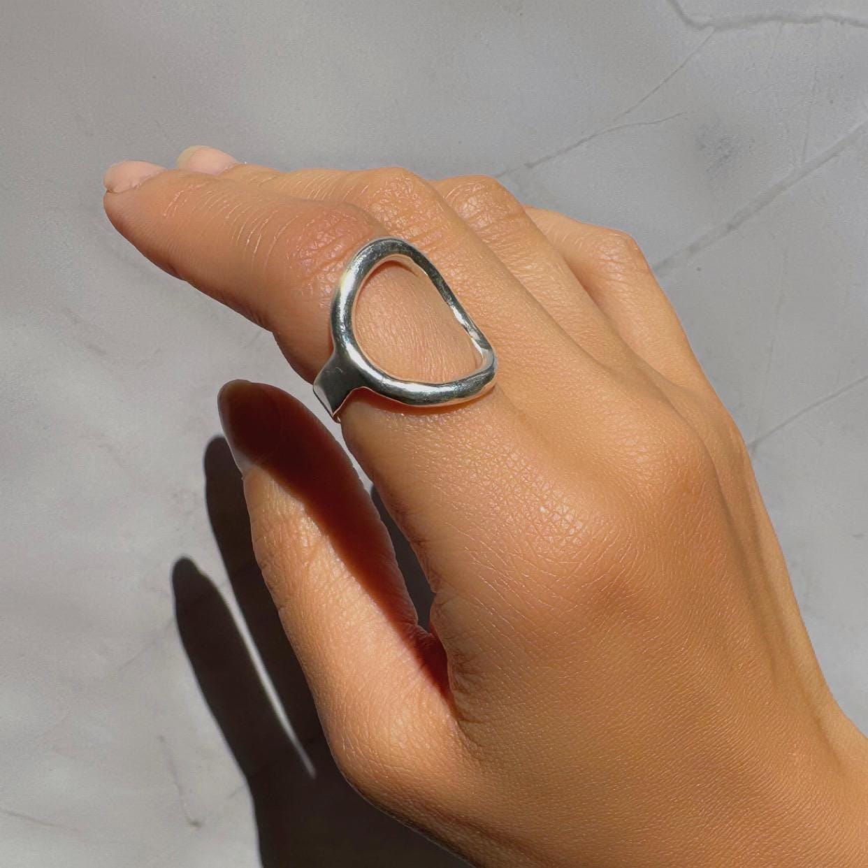 New Solid Sterling Silver Riley Ring – Minimalist Bold Statement Band with Rounded Circle Design
