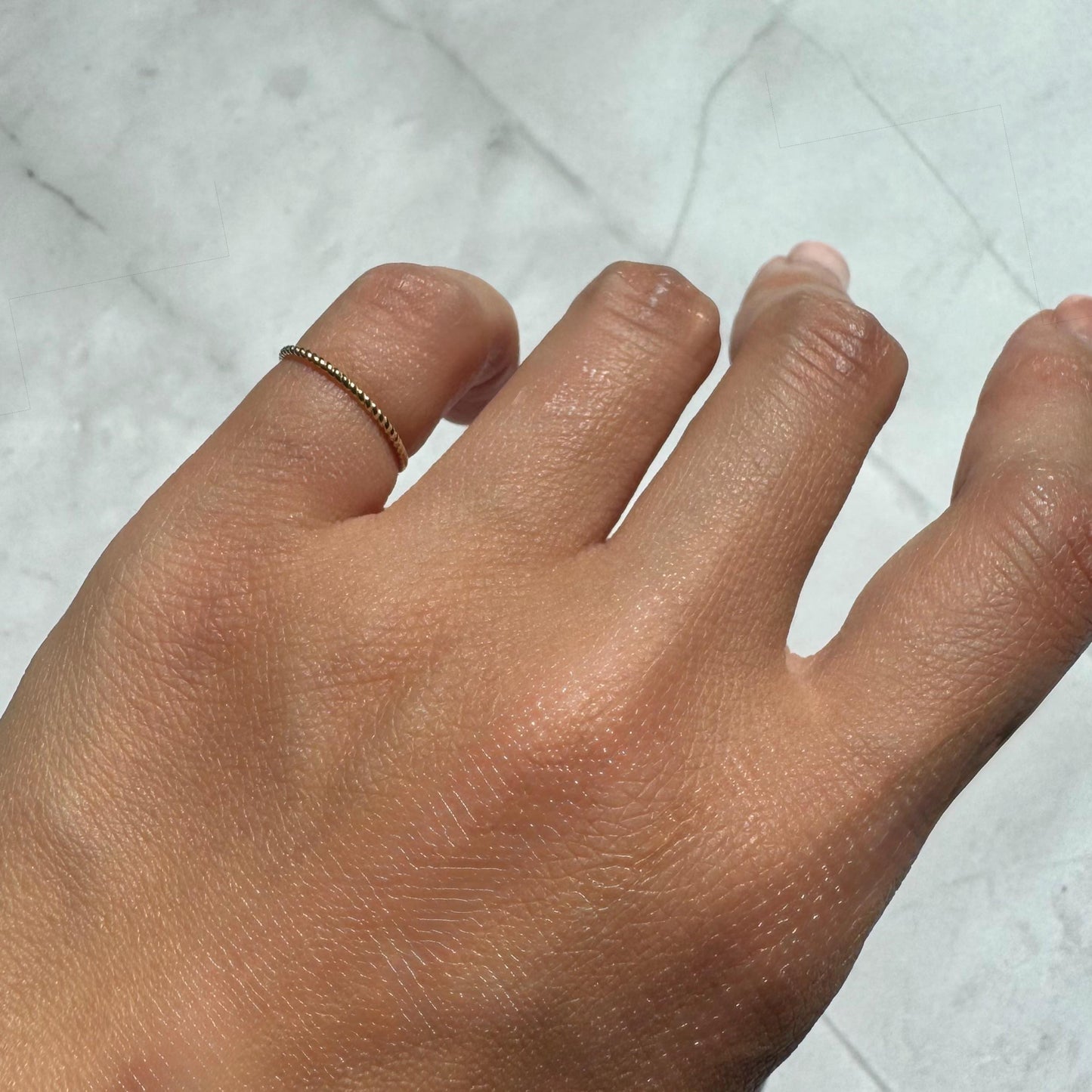 Dainty 14k Solid Gold Twisted Rope Pepper Pinky Ring