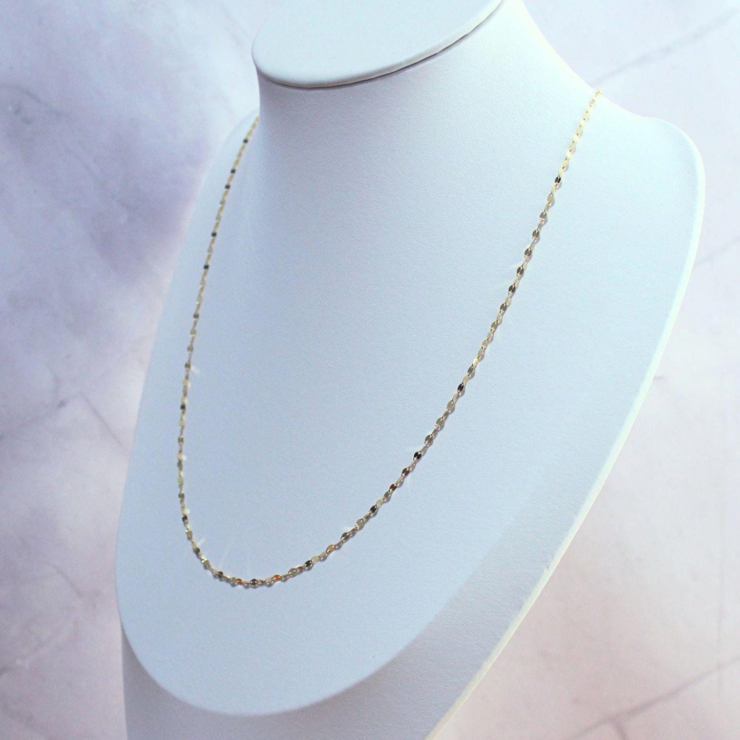 New 18k Solid Gold Mirror Blair Chain Necklace – Dainty & Reflective Luxury – Layering Gold Jewelry