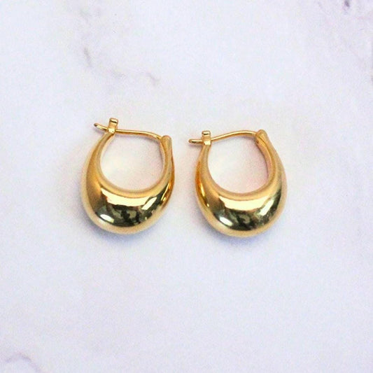 18k Solid Gold Brook Hoop Earrings: Bold Timeless Statement