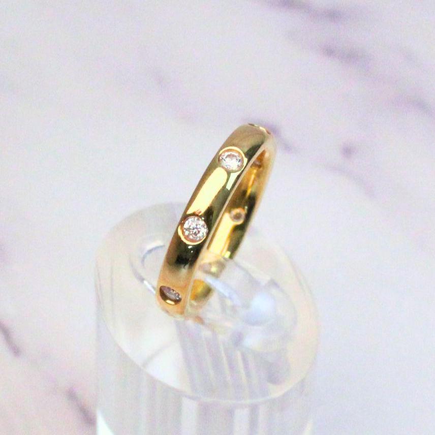 14k Gold Drew Moissanite Statement Ring - Bezel Set Wedding Band