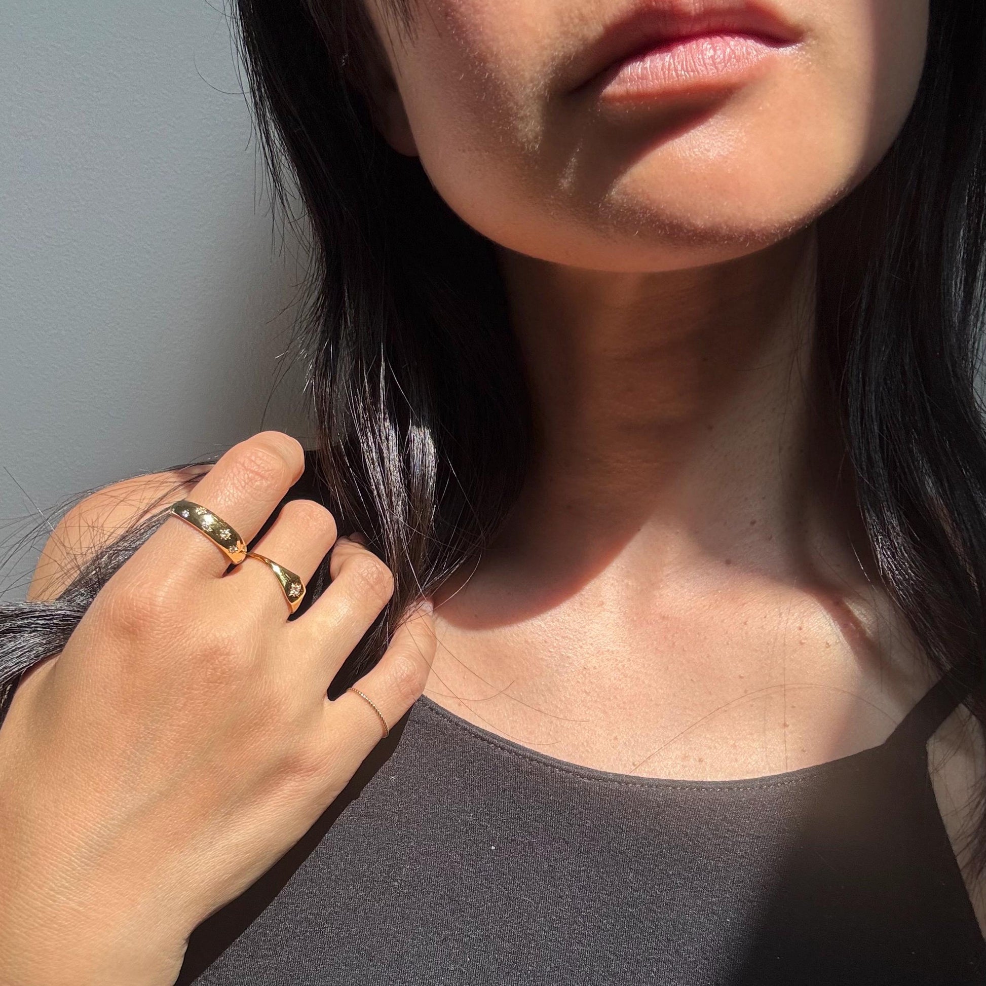 14K Gold Diamond Starburst Phoenix Ring: Celestial Dome Band