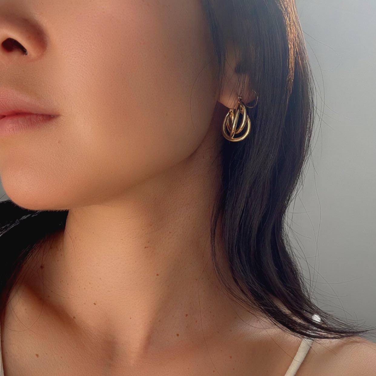 New Solid 18K Gold Large Finley Hoop Earrings Twisted Design | Bold Gold Statement Earrings | Large Gold Hoops | Fine Jewelry | Gift for Her