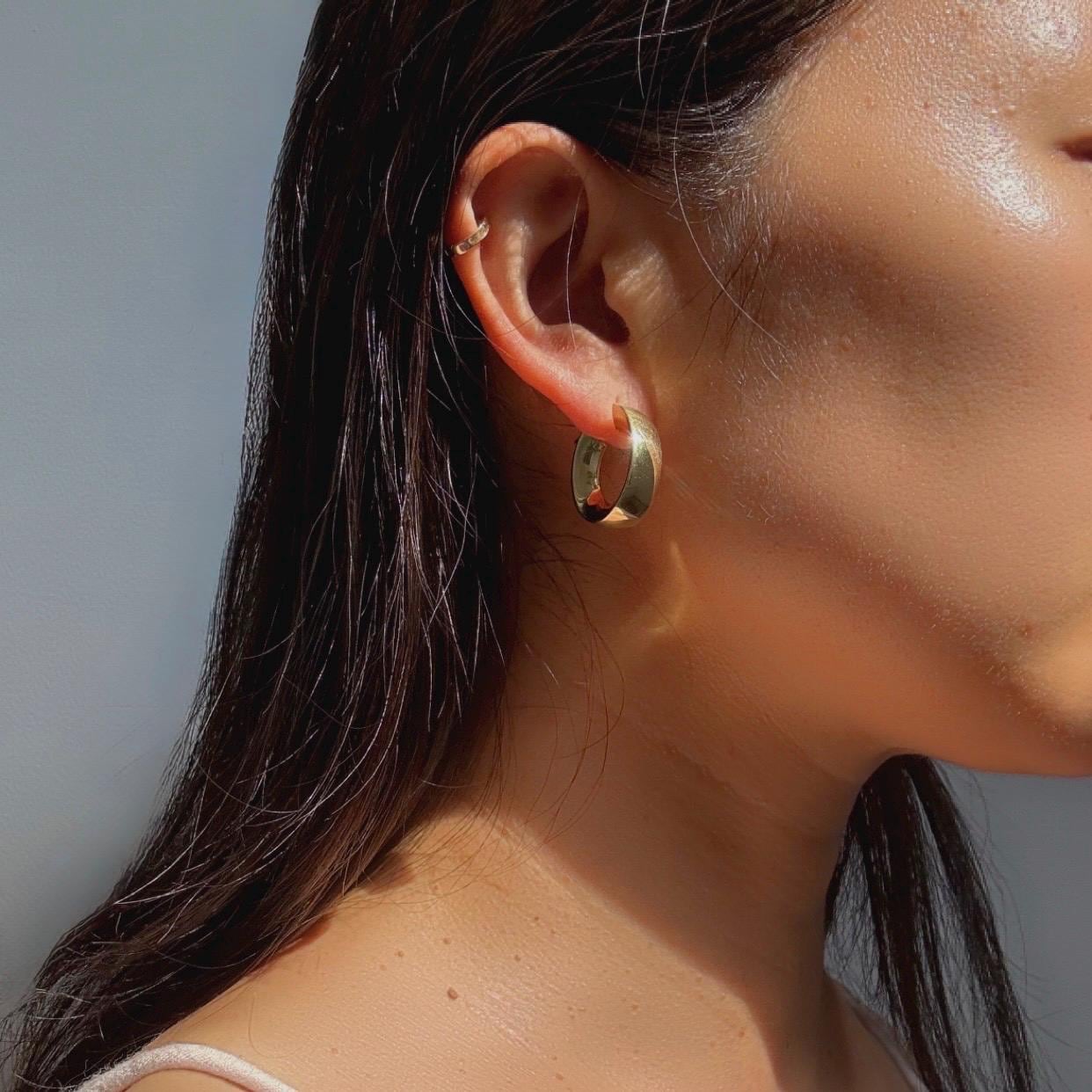 18K Solid Gold Chunky Hoop Earrings: Milor Italy, Bold Statement Jewelry