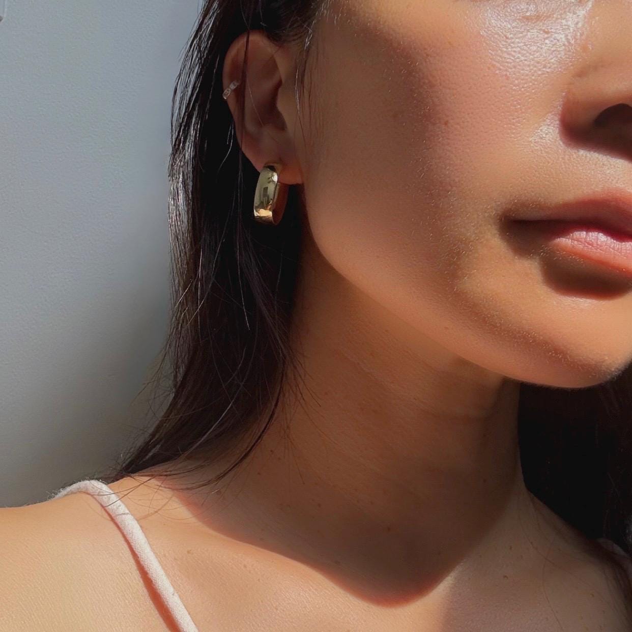 18K Solid Gold Chunky Hoop Earrings: Milor Italy, Bold Statement Jewelry