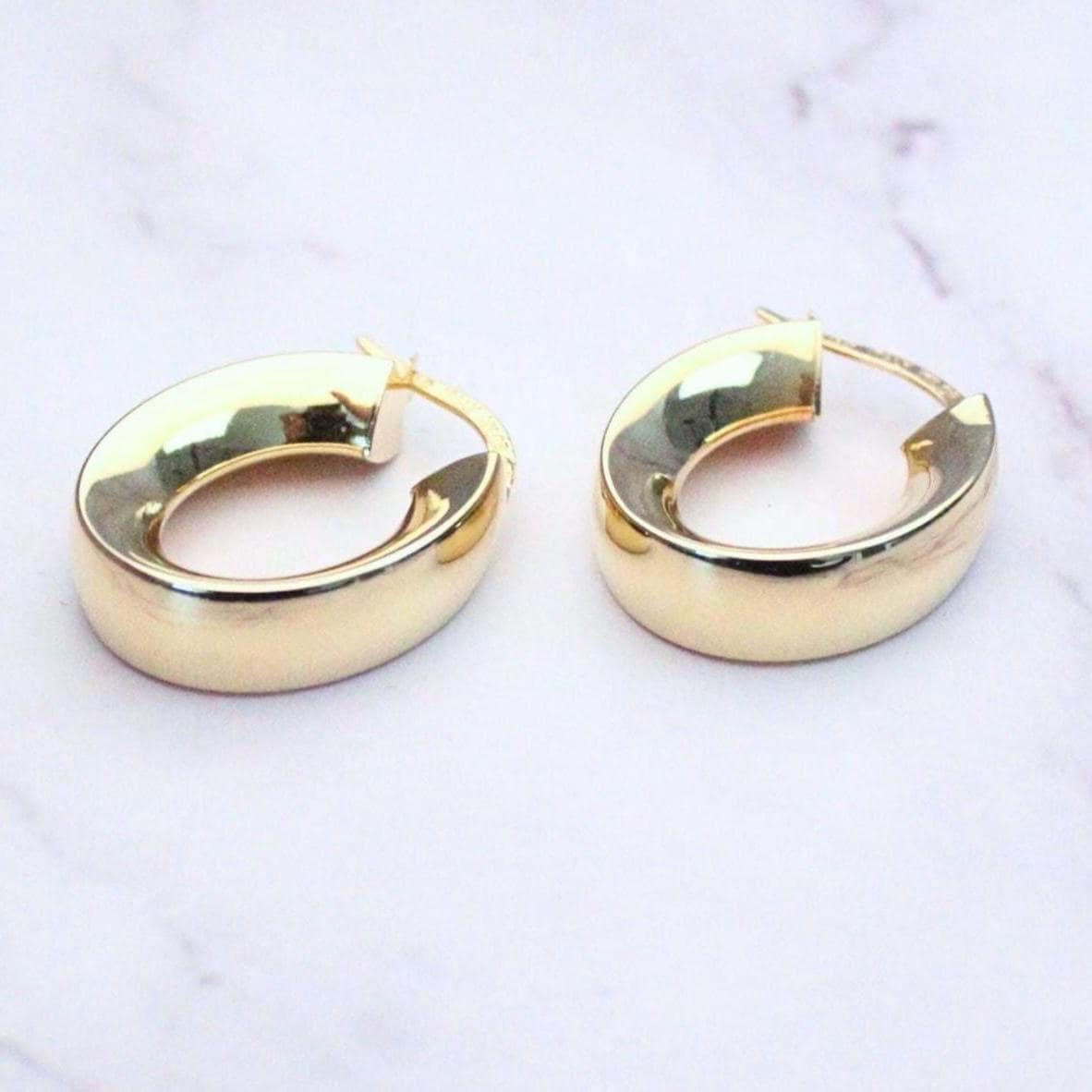 18K Solid Gold Chunky Hoop Earrings: Milor Italy, Bold Statement Jewelry