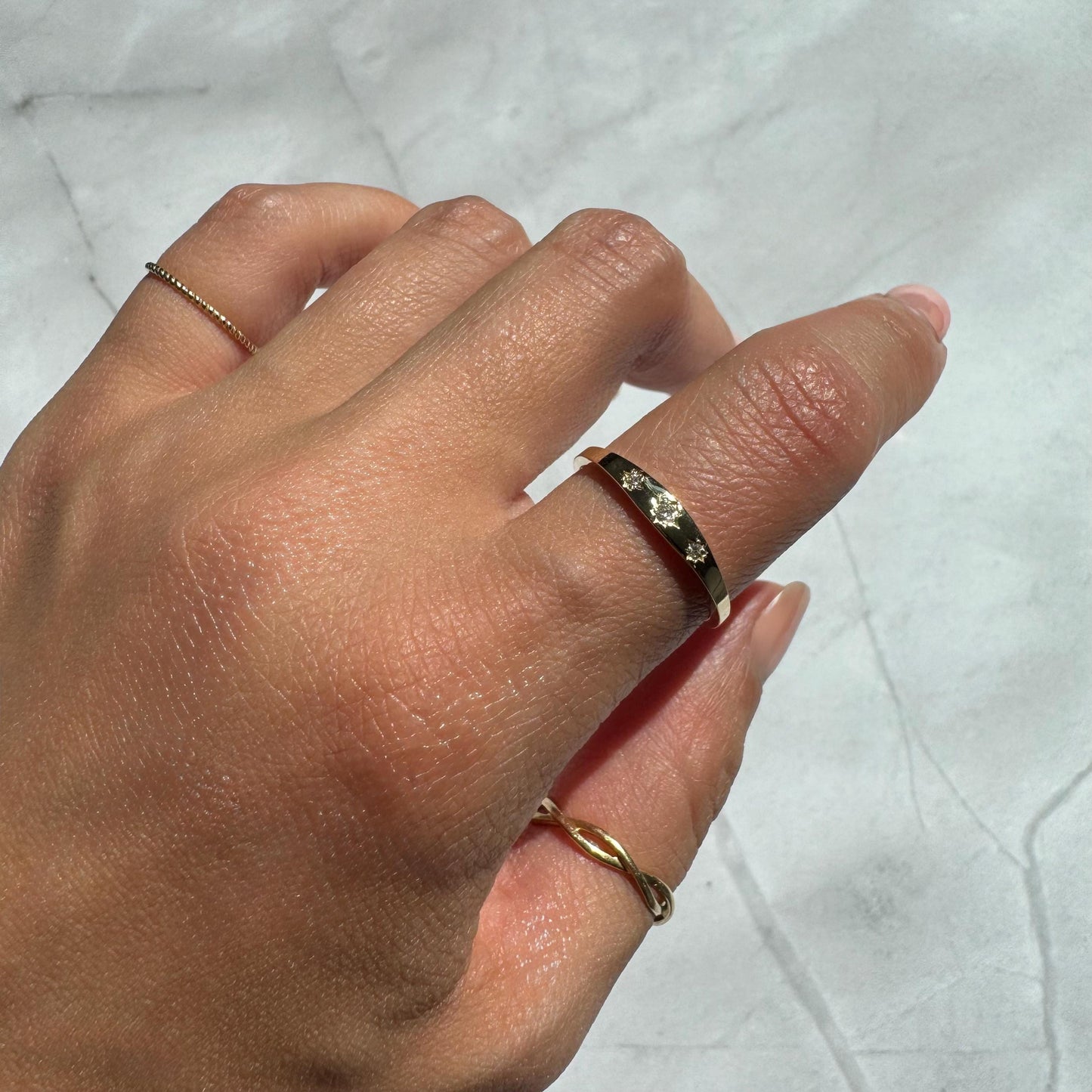 Dainty 14k Solid Gold Twisted Rope Pepper Pinky Ring